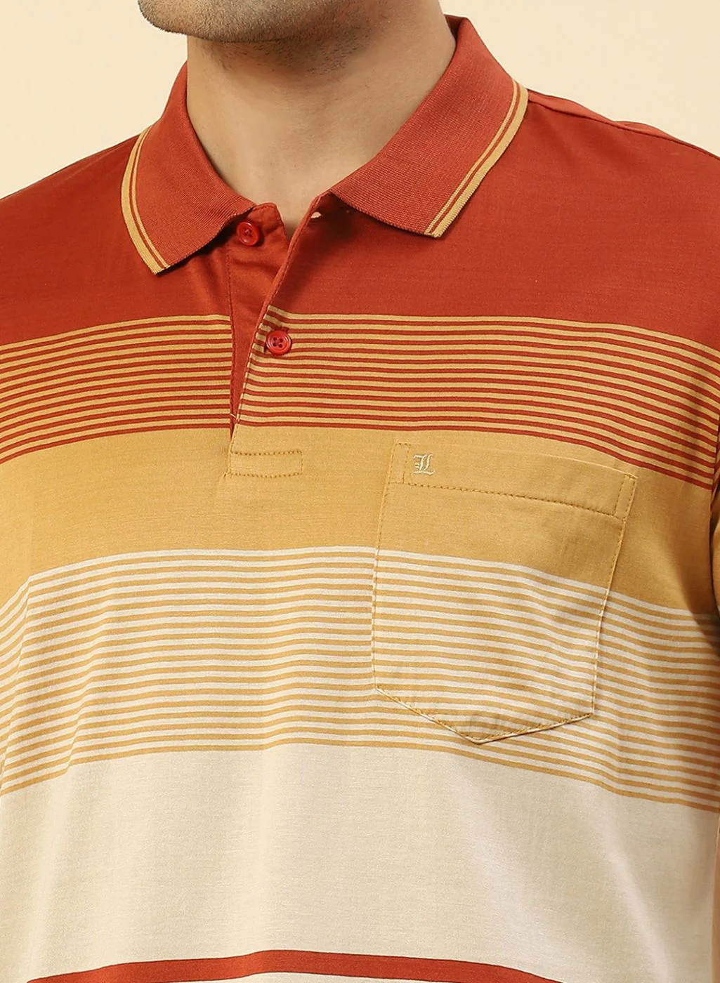 Men Orange Stripe T-Shirt - Image 6