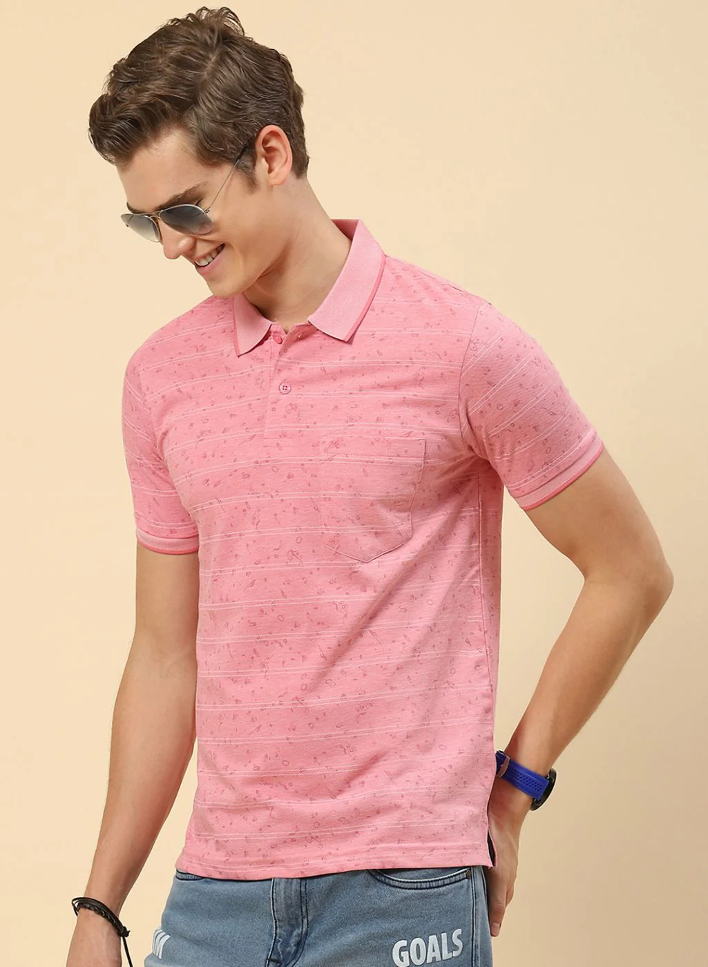 Men Pink Printed T-Shirt - Image 2
