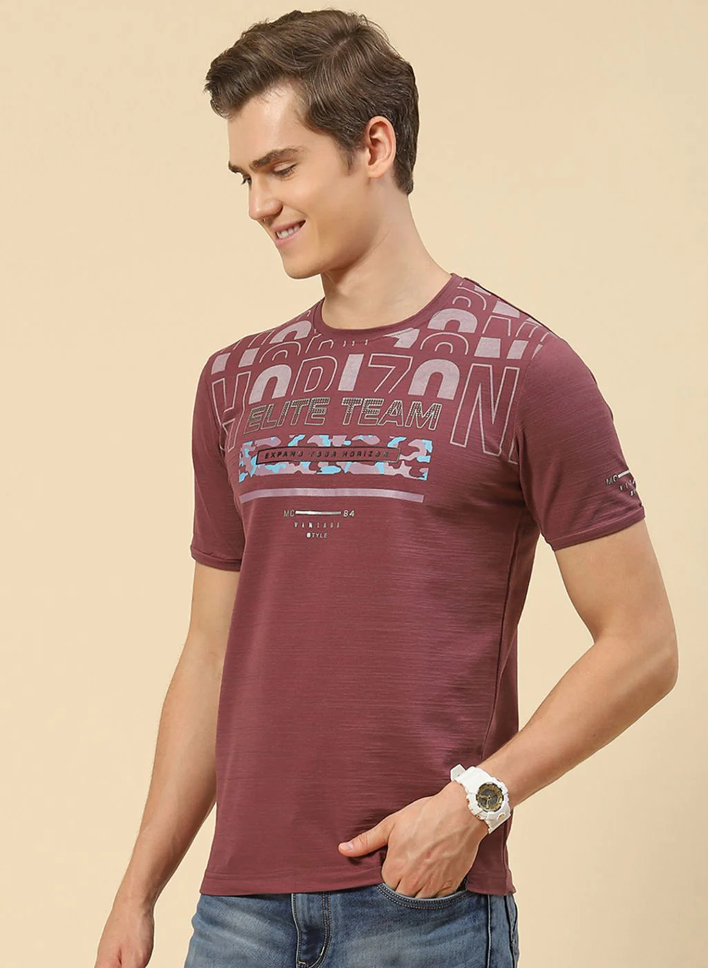 Men Pink Printed T-Shirt - Image 3