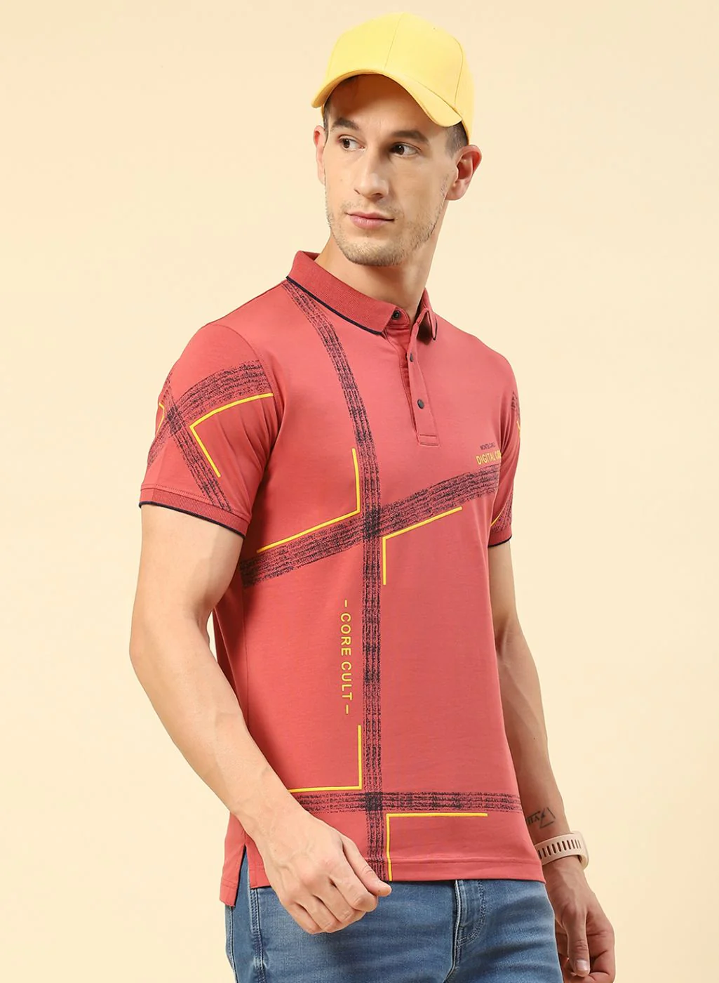 Men Pink Printed T-Shirt - Image 3