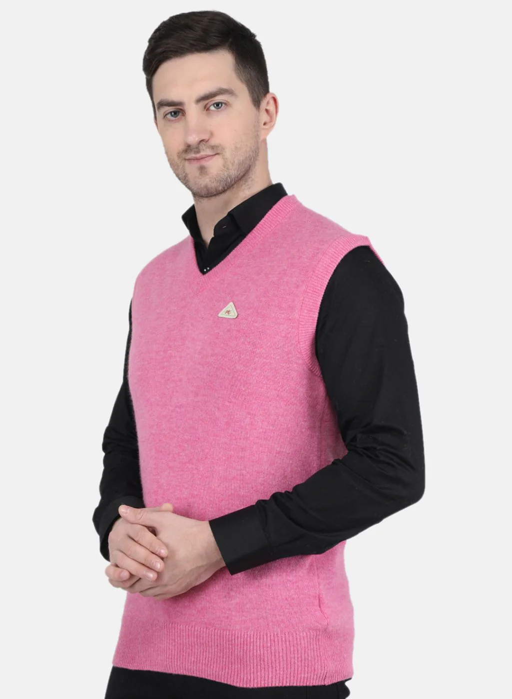 Men Pink Solid Sweater - Image 2