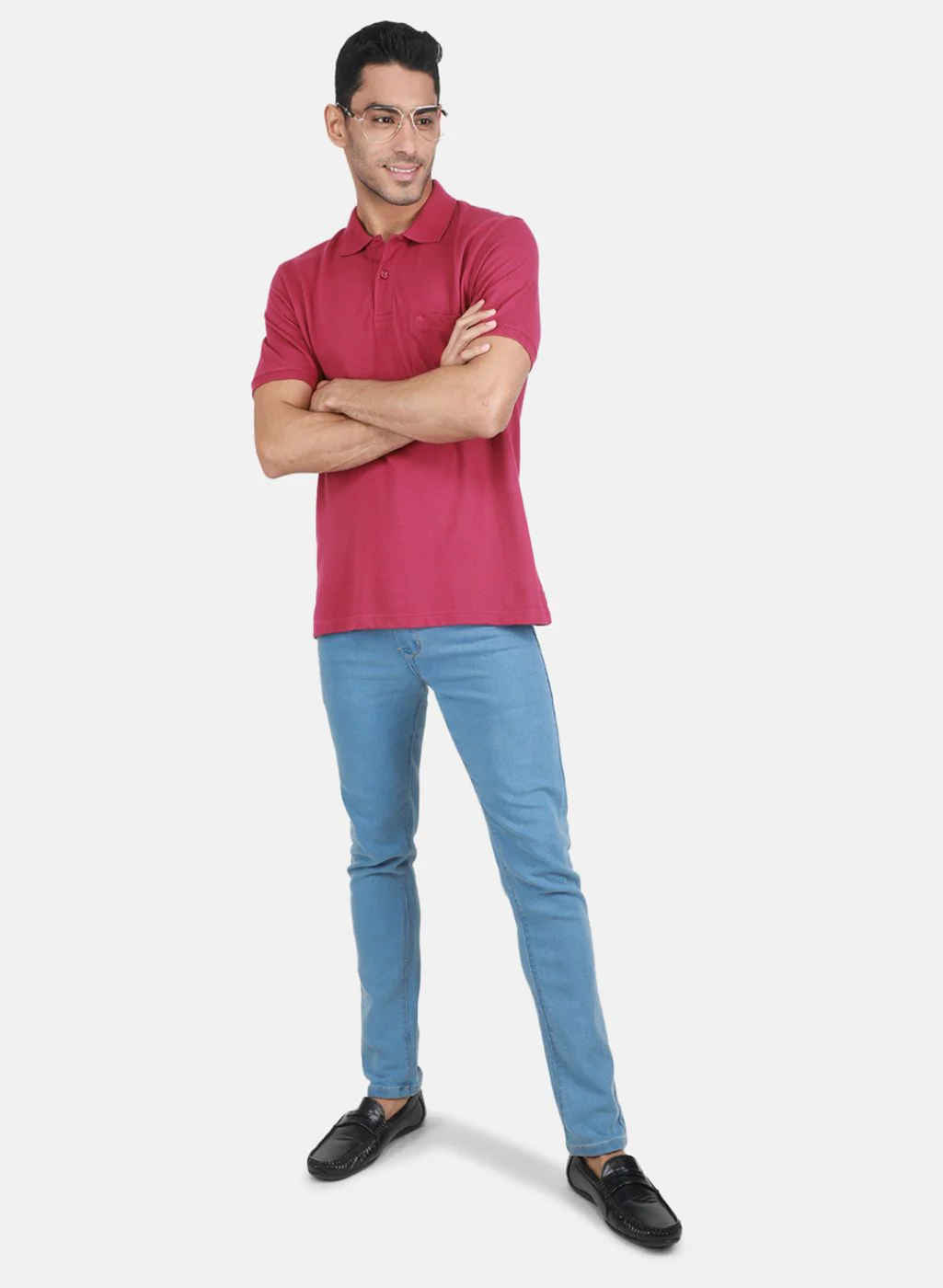 Men Pink Solid T-Shirt - Image 4