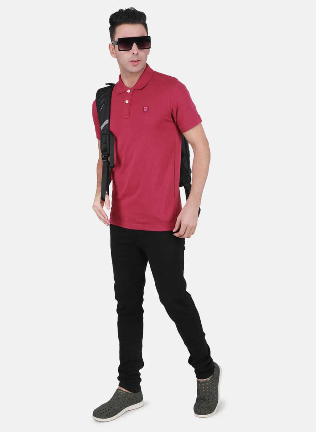 Men Pink Solid T-Shirt - Image 4