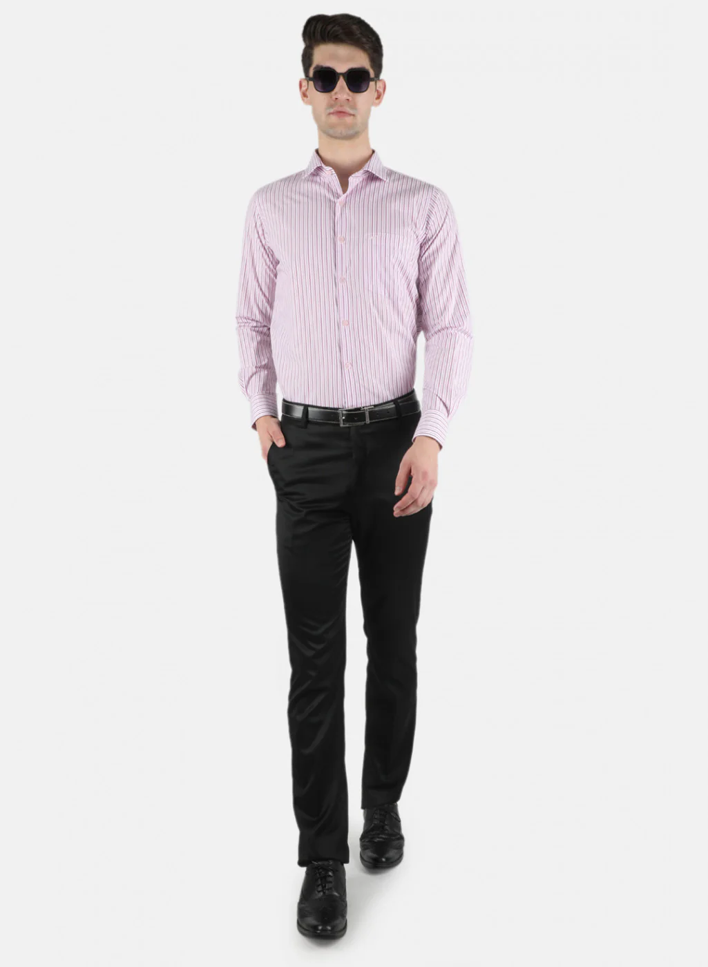 Men Pink Stripe Shirt - Image 4
