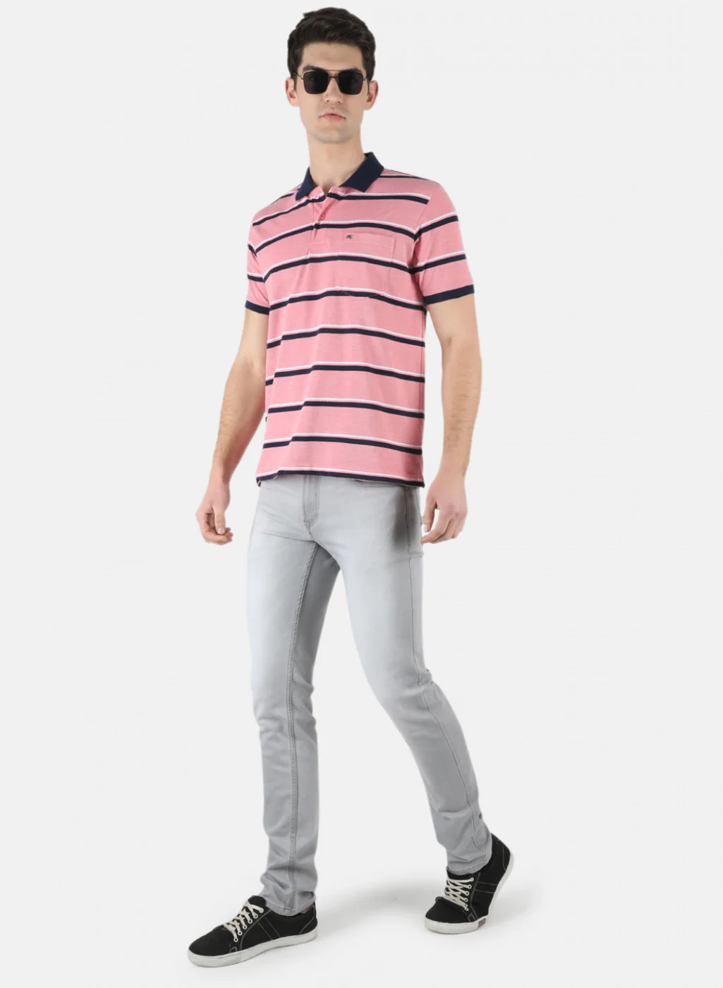 Men Pink Stripe T-Shirt - Image 3