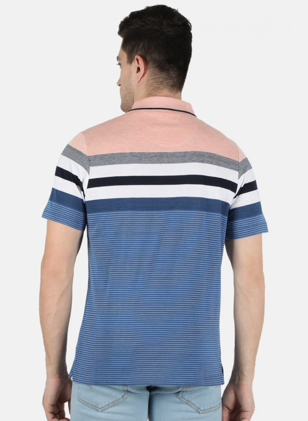 Men Pink Stripe T-Shirt - Image 2