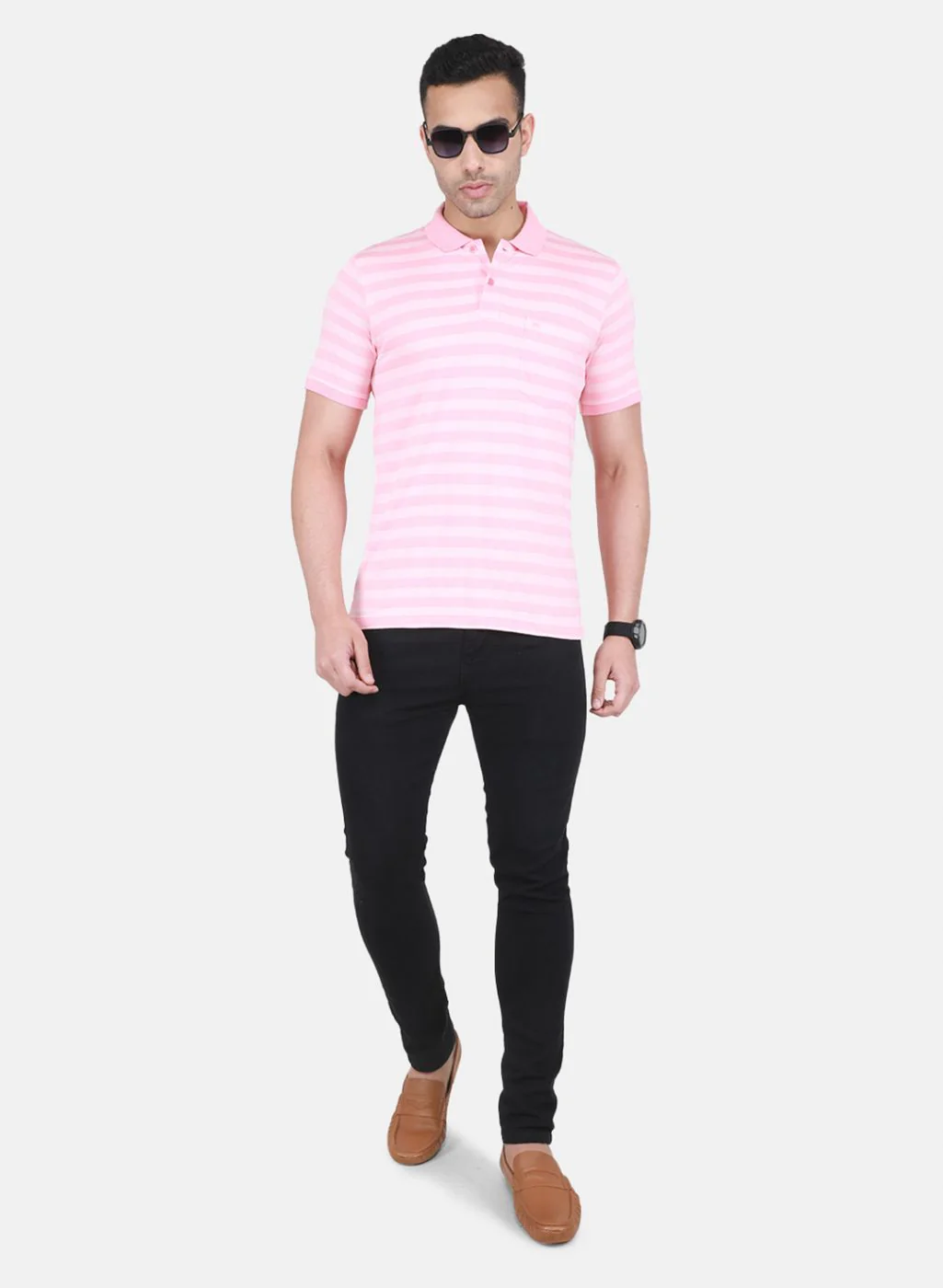 Men Pink Stripe T-Shirt - Image 4