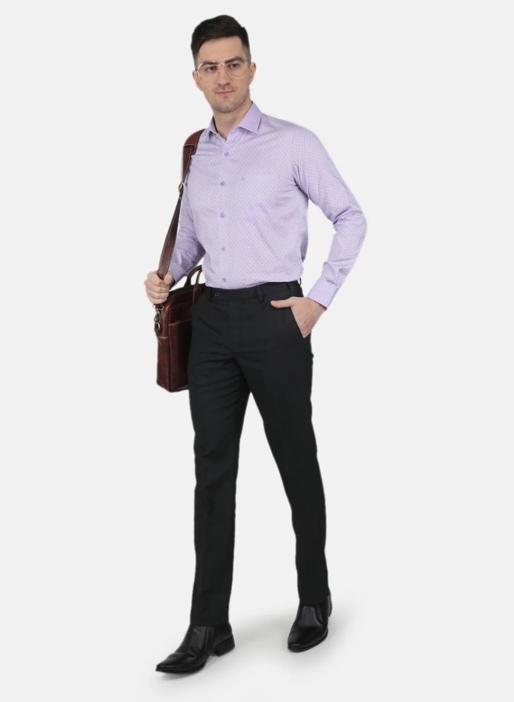Men Purple Check Shirt - Image 4