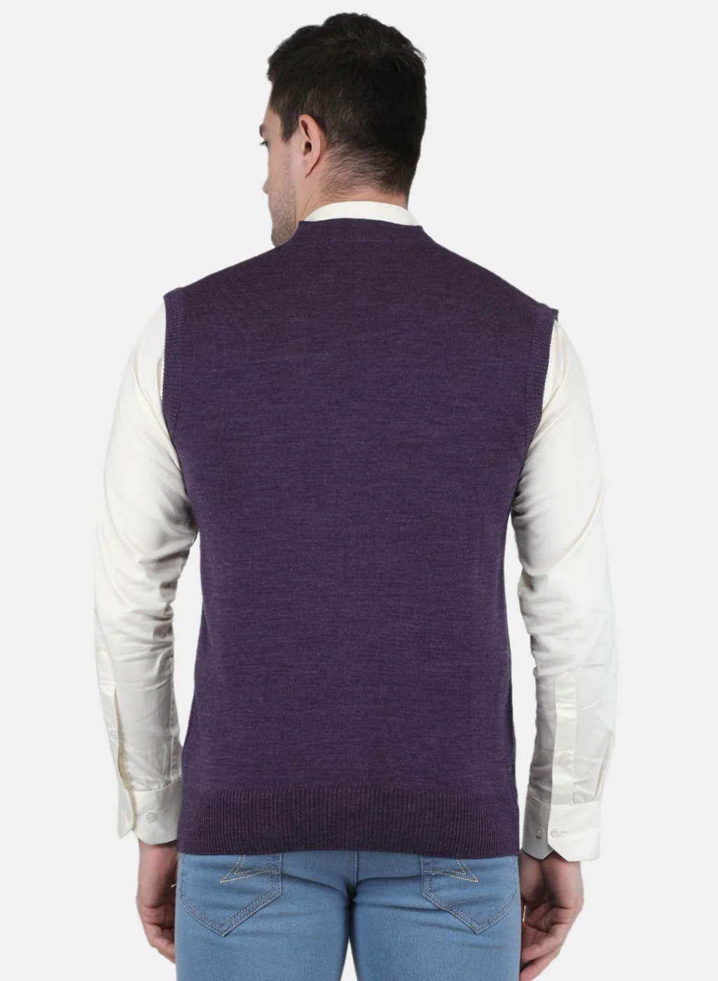 Men Purple Solid Cardigan - Image 3