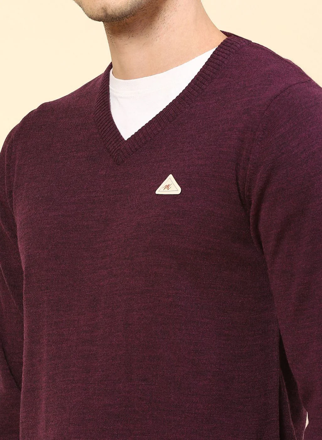 Men Purple Solid Wool blend Pullover - Image 6