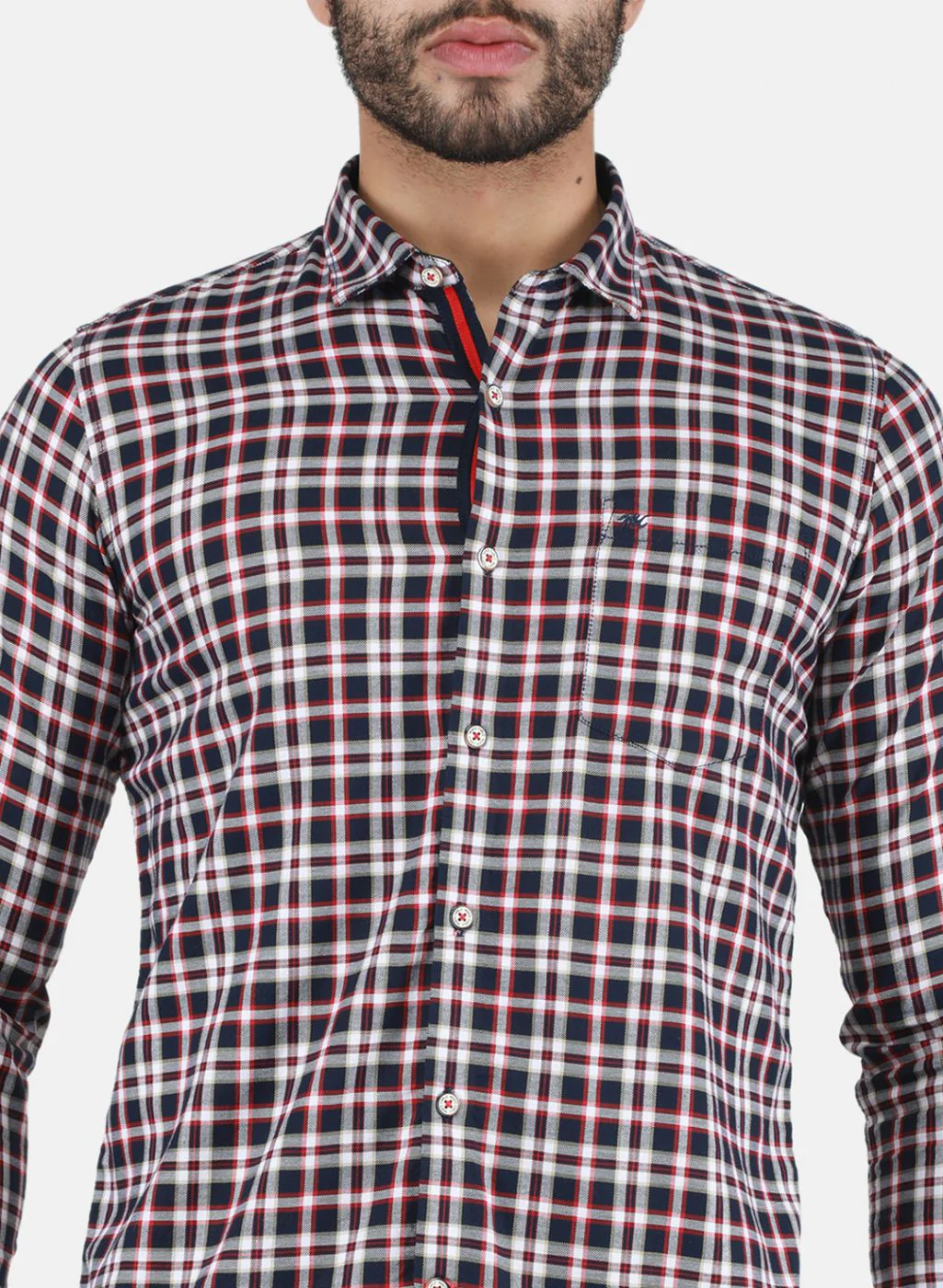 Men Red Check Shirt - Image 5