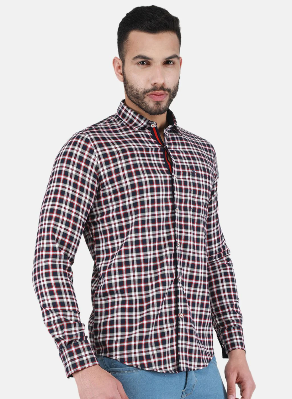 Men Red Check Shirt - Image 6
