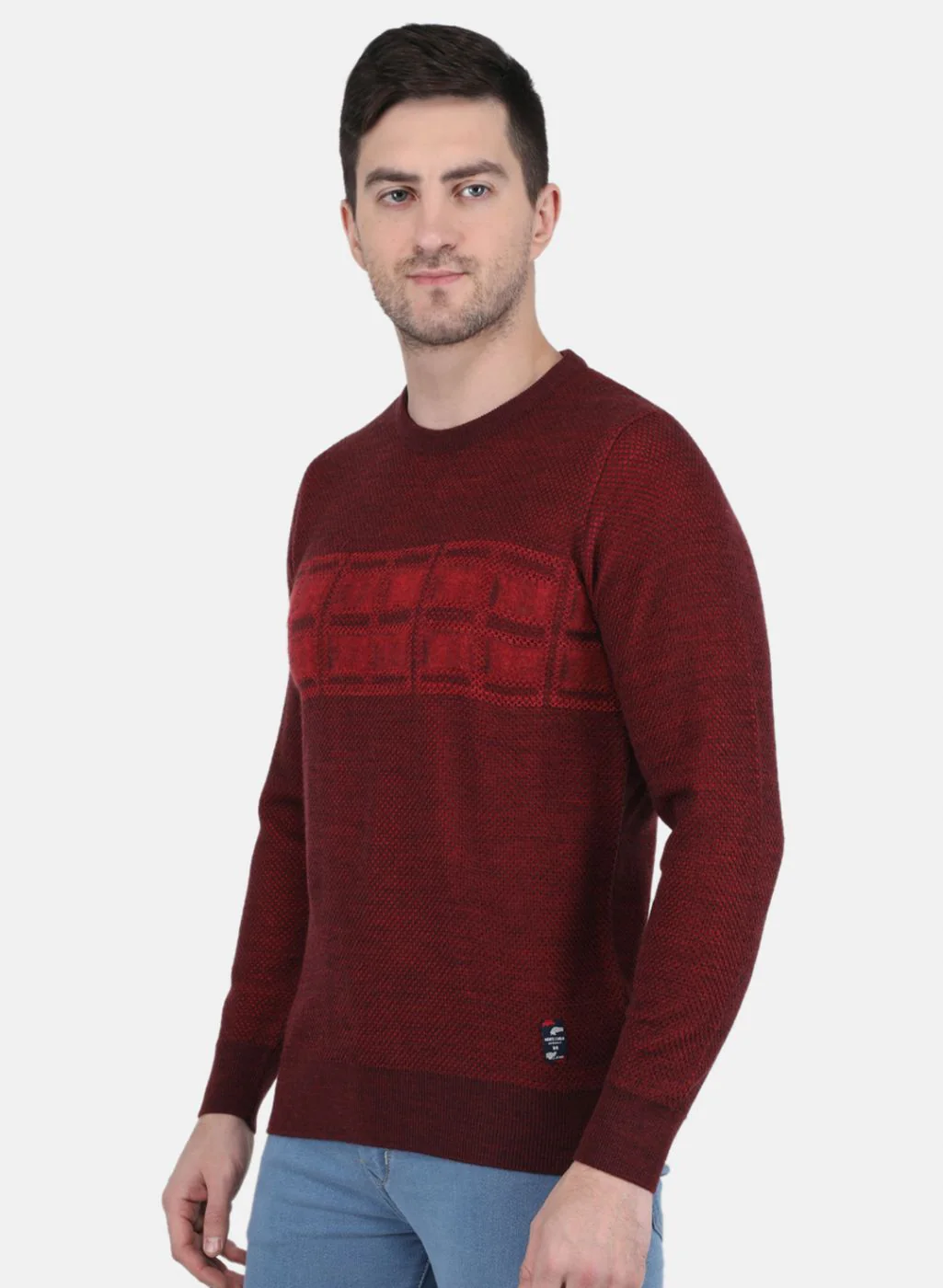 Men Red Jaquard Pullover - Image 2