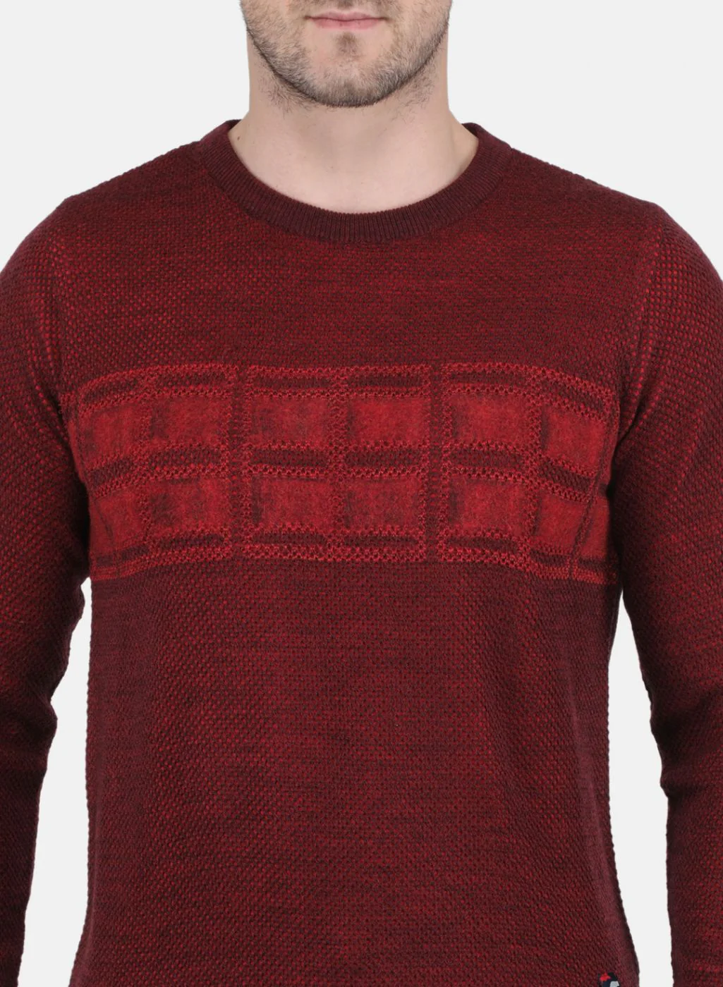 Men Red Jaquard Pullover - Image 5