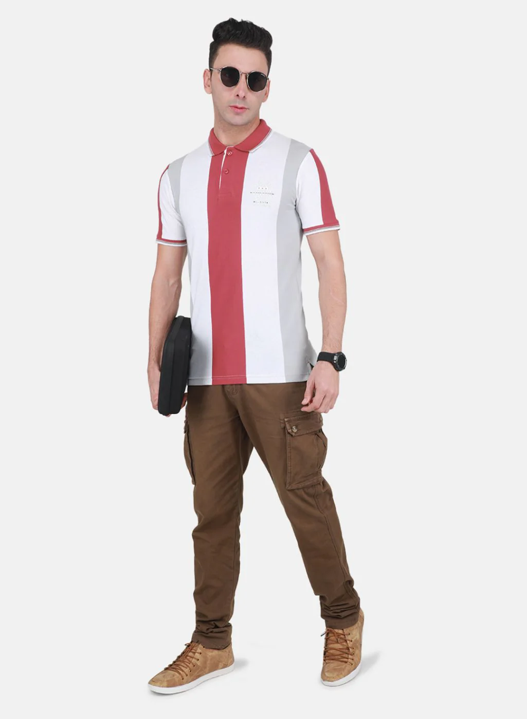 Men Red Jaquard T-Shirt - Image 4