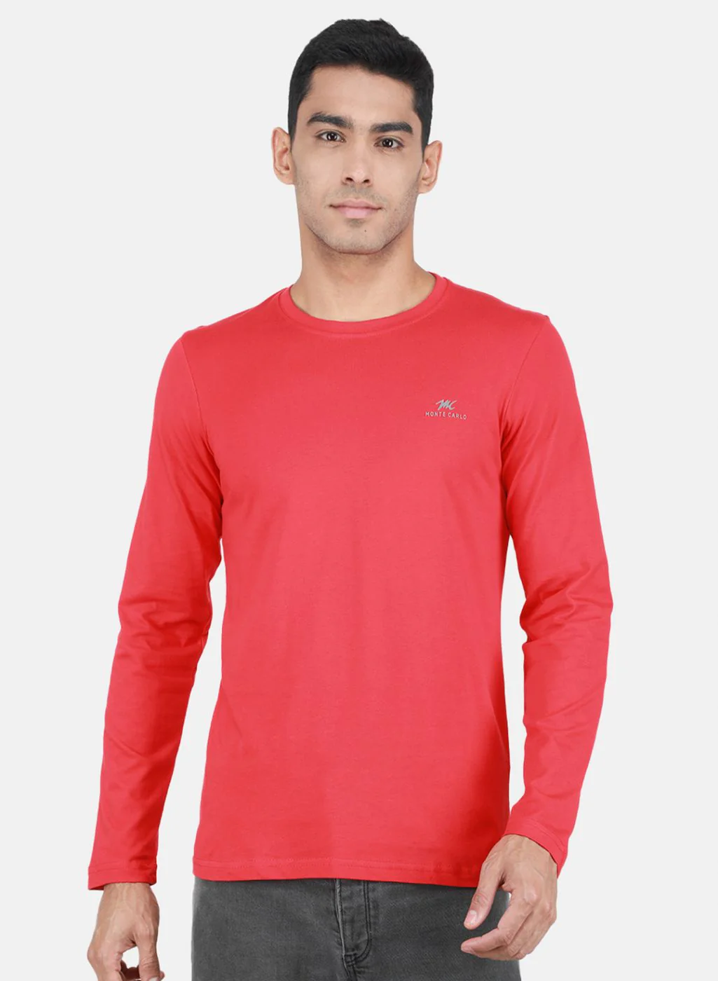 Men Red & Olive Solid T-Shirt - Image 2