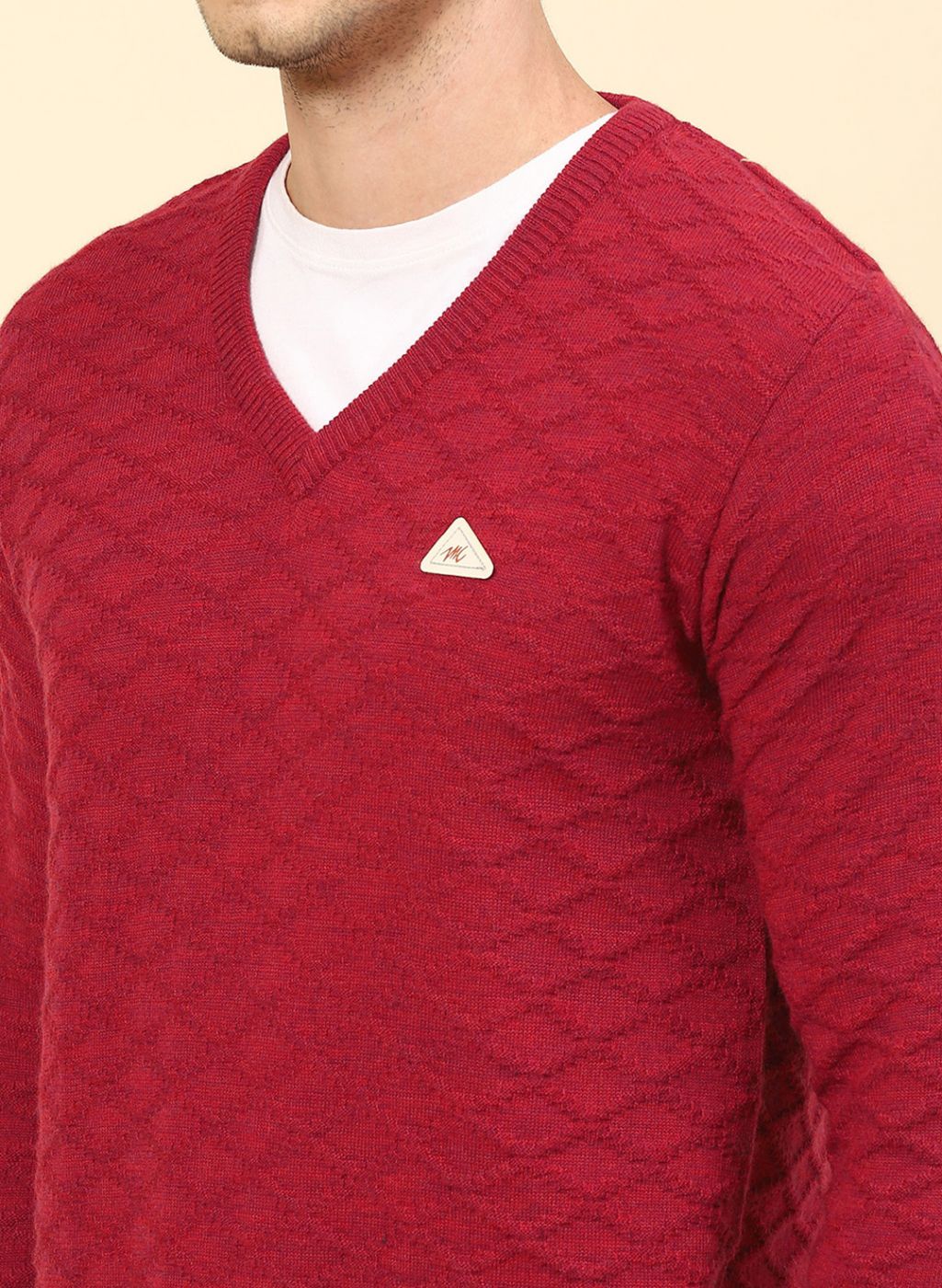 Men Red Self Design Wool blend Pullover - Image 6