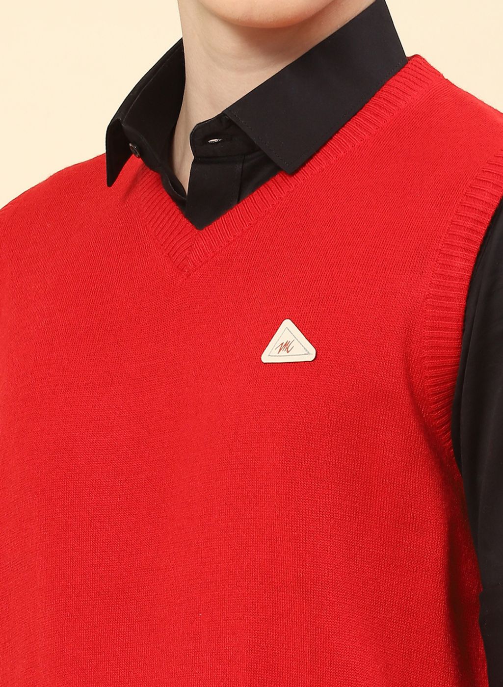 Men Red Solid Blend wool Sweater - Image 6