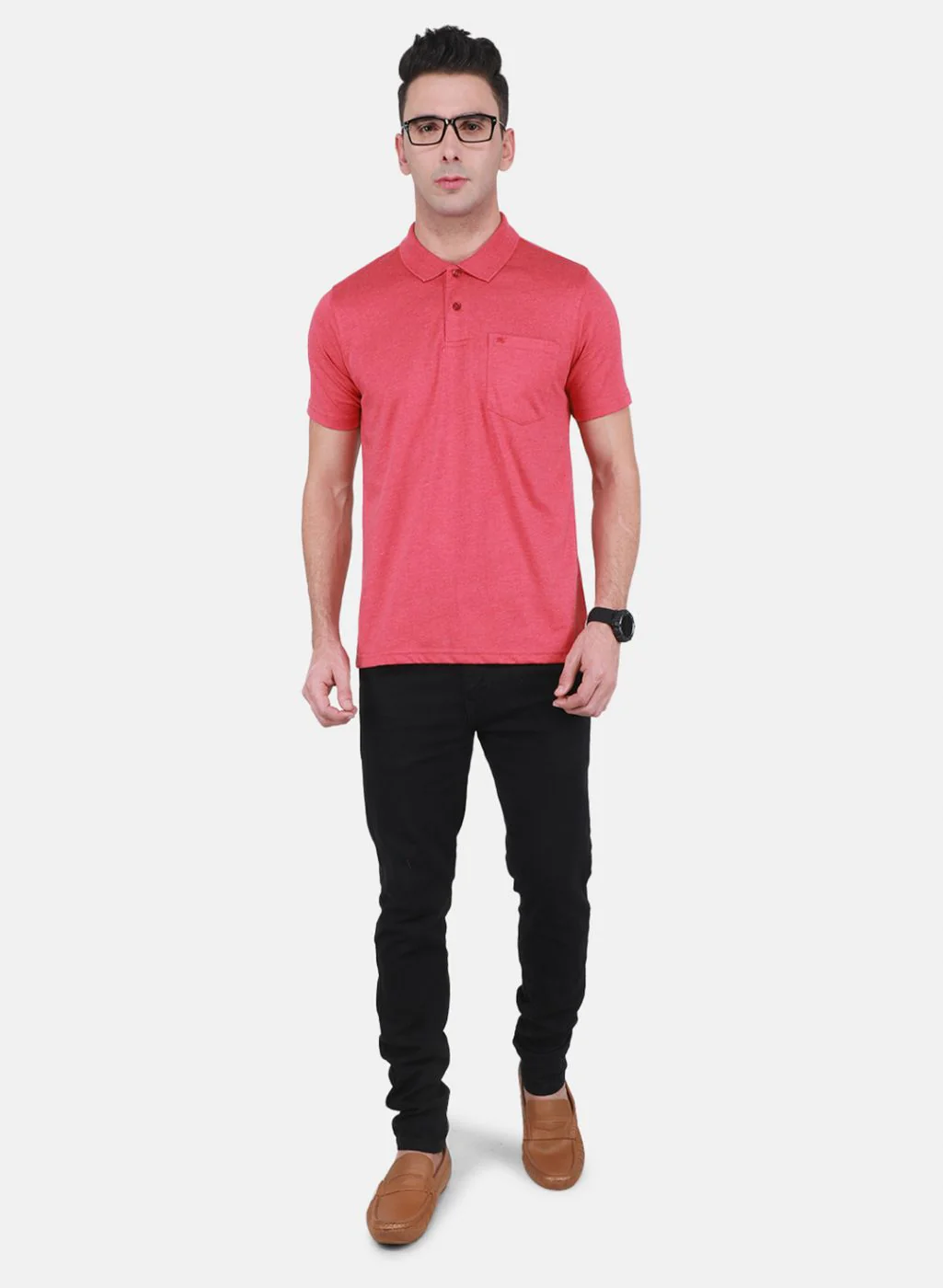 Men Red Solid T-Shirt - Image 4