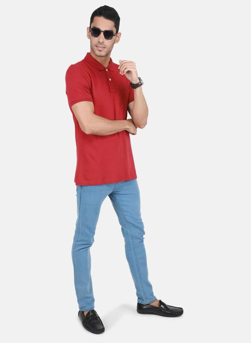 Men Red Solid T-Shirt - Image 4