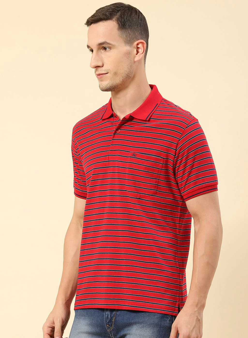 Men Red Stripe T-Shirt - Image 2