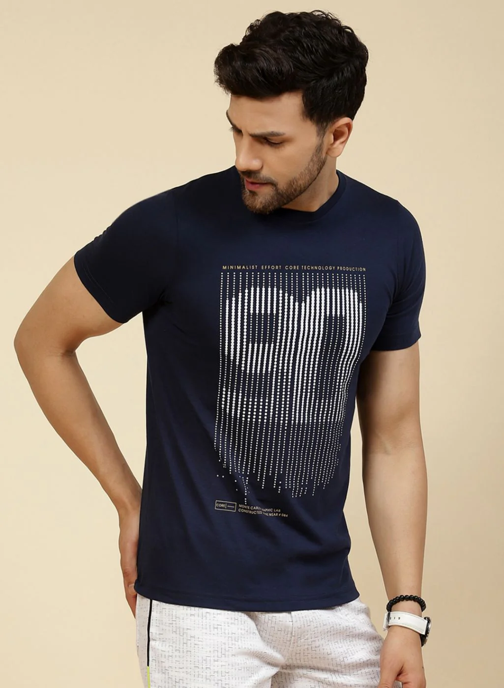 Men Rust Orange & Blue Solid T-Shirt - Image 5