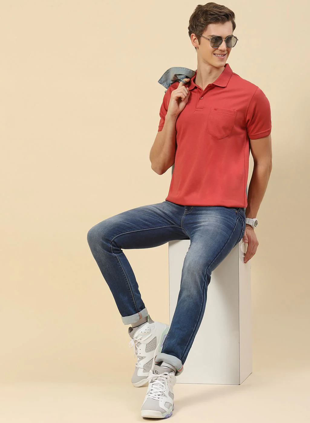 Men Rust Orange Plain T-Shirt - Image 2