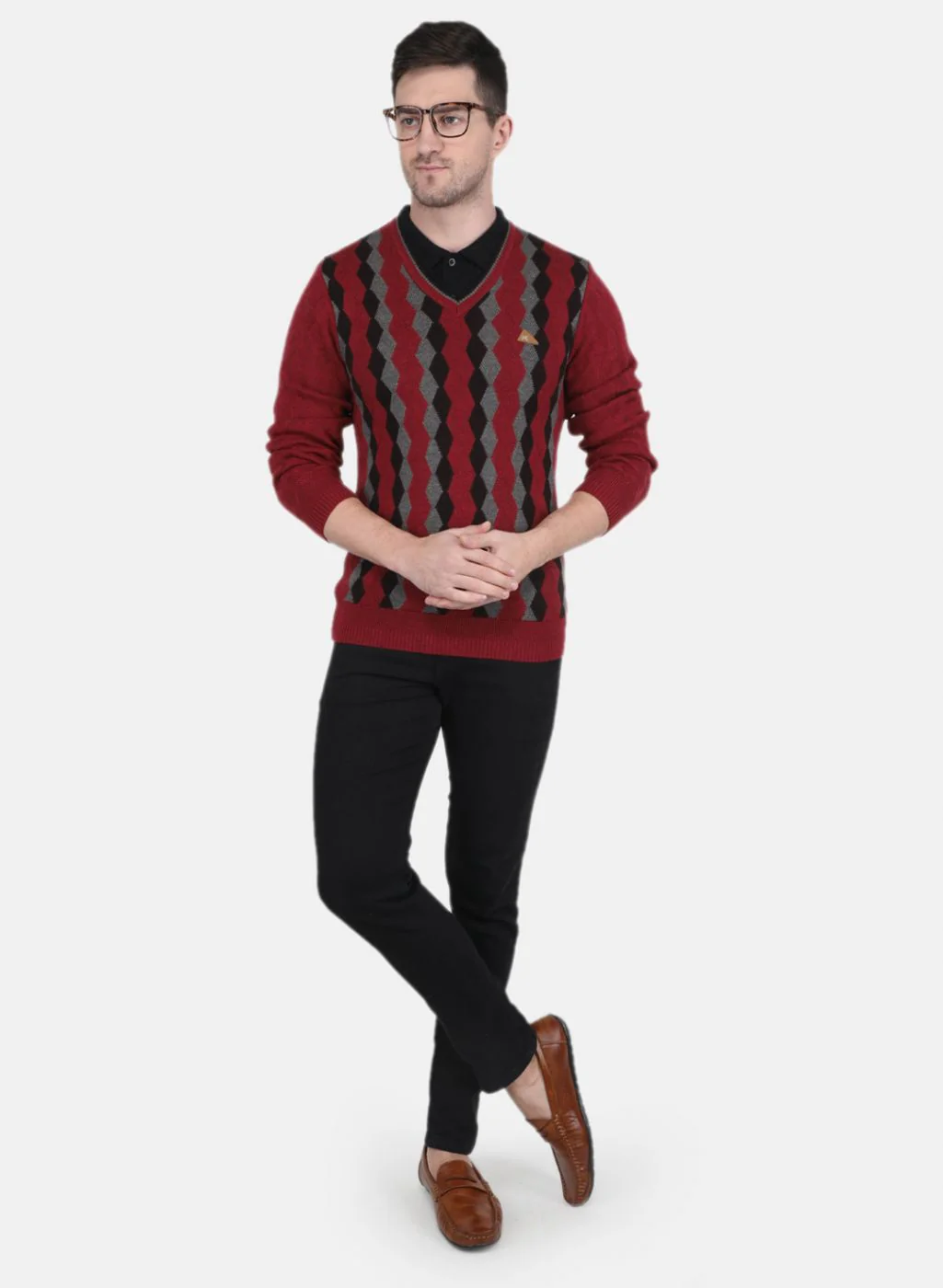 Men Rust Orange Printed Pullover - Image 4