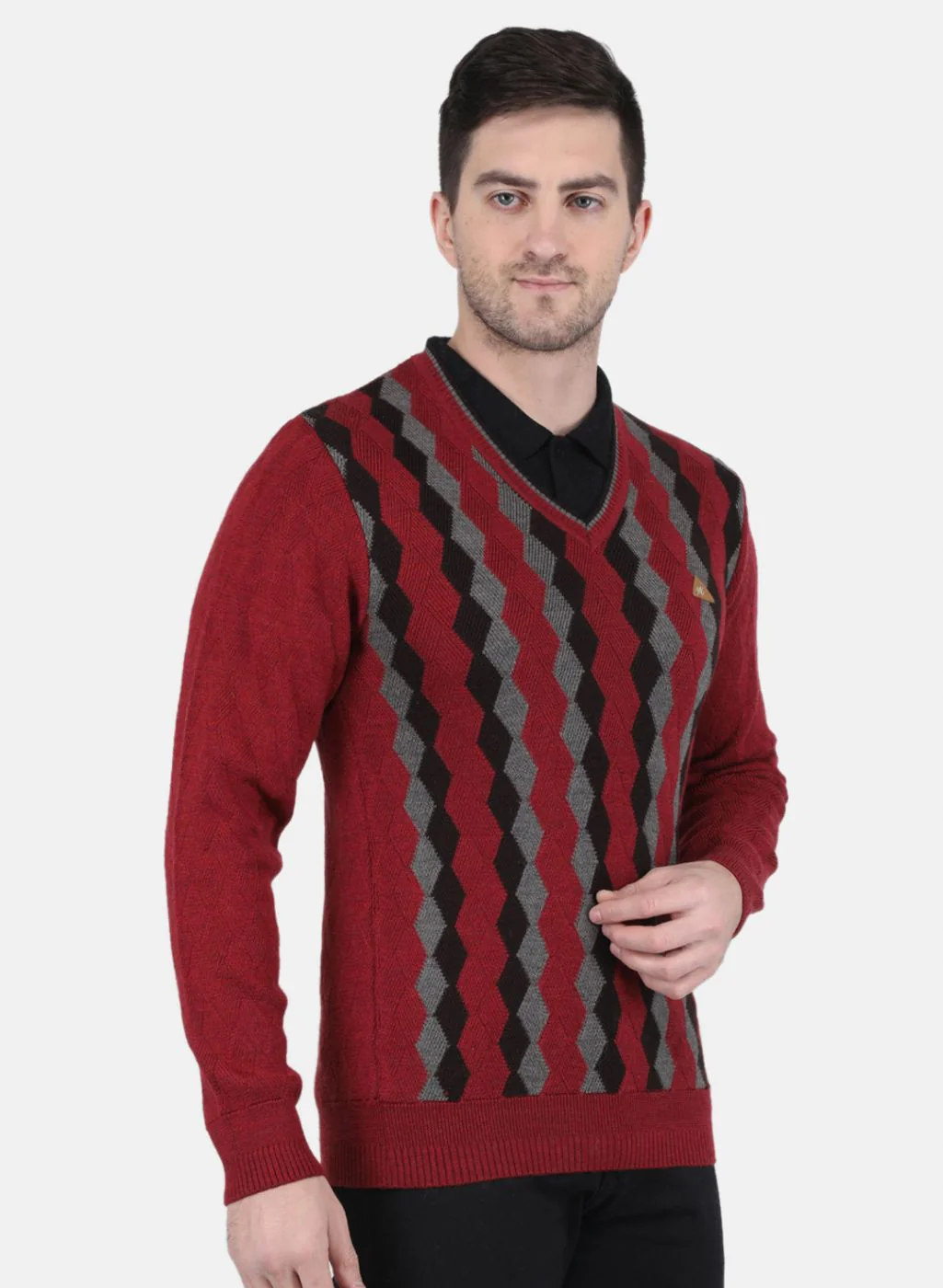 Men Rust Orange Printed Pullover - Image 6