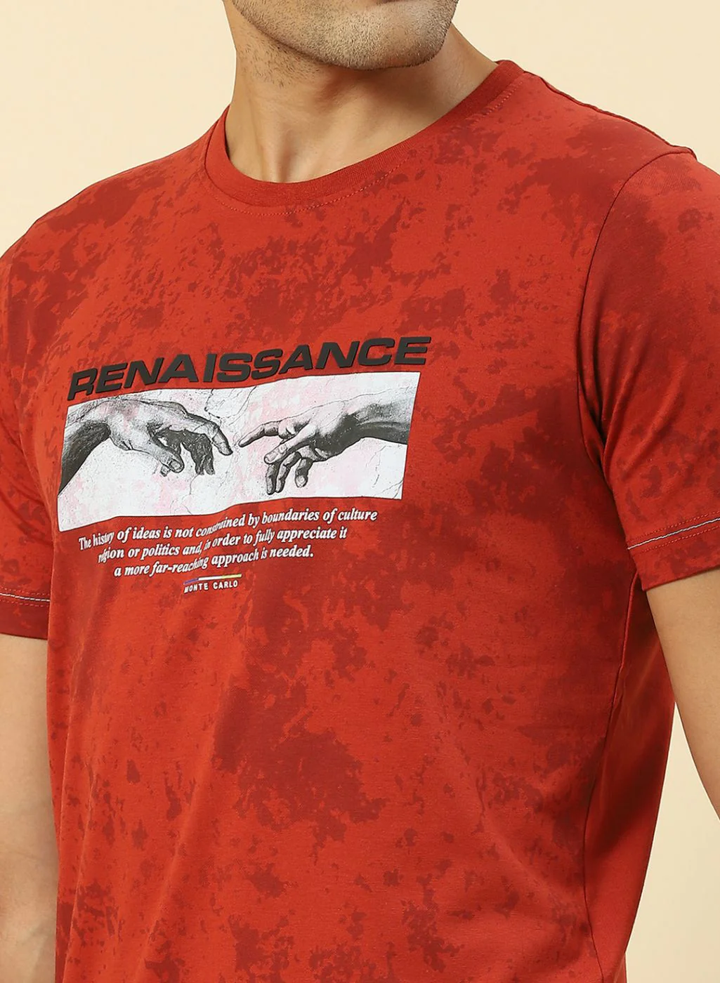 Men Rust Orange Printed T-Shirt - Image 6