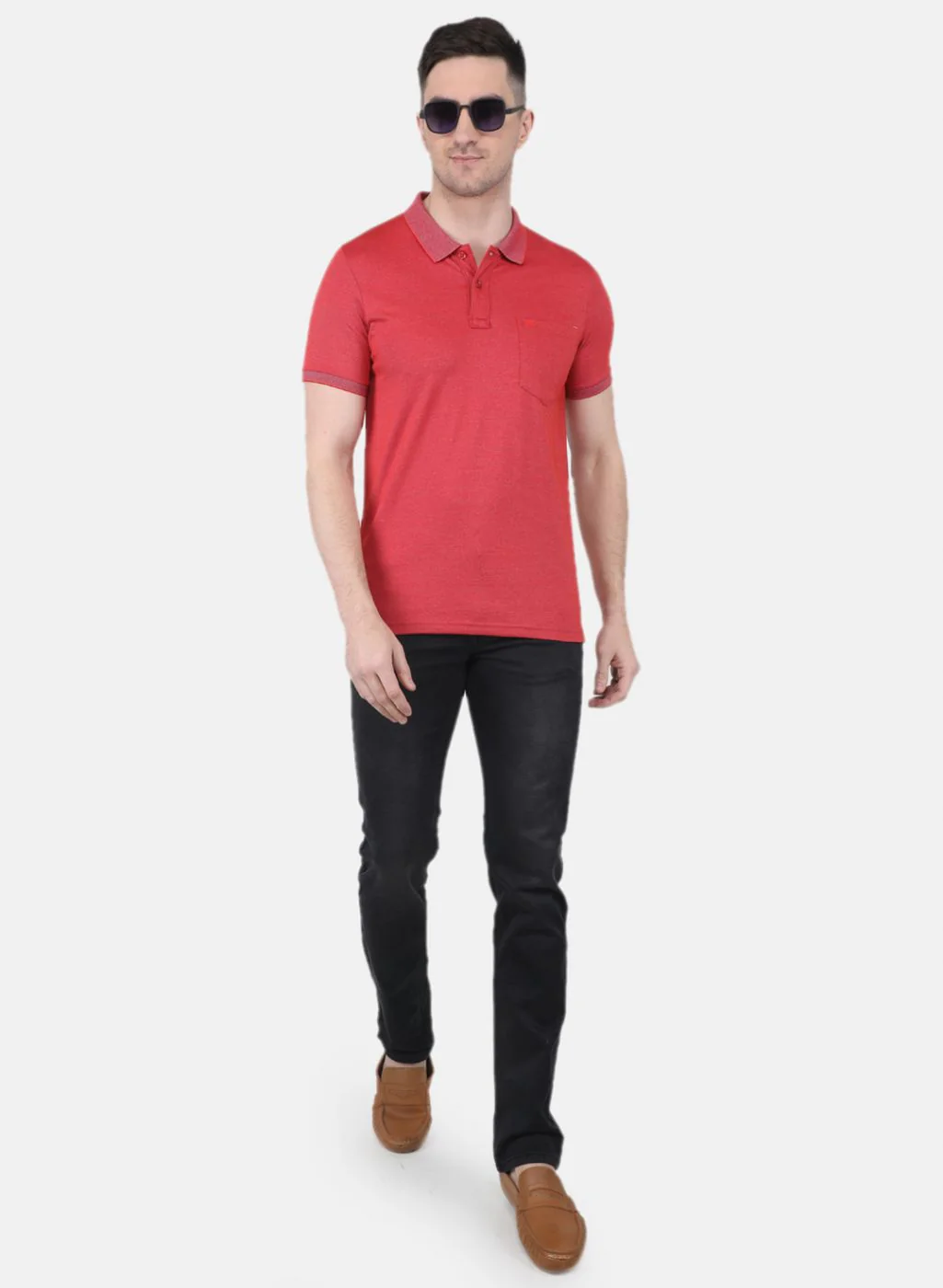 Men Rust Orange Solid T-Shirt - Image 4