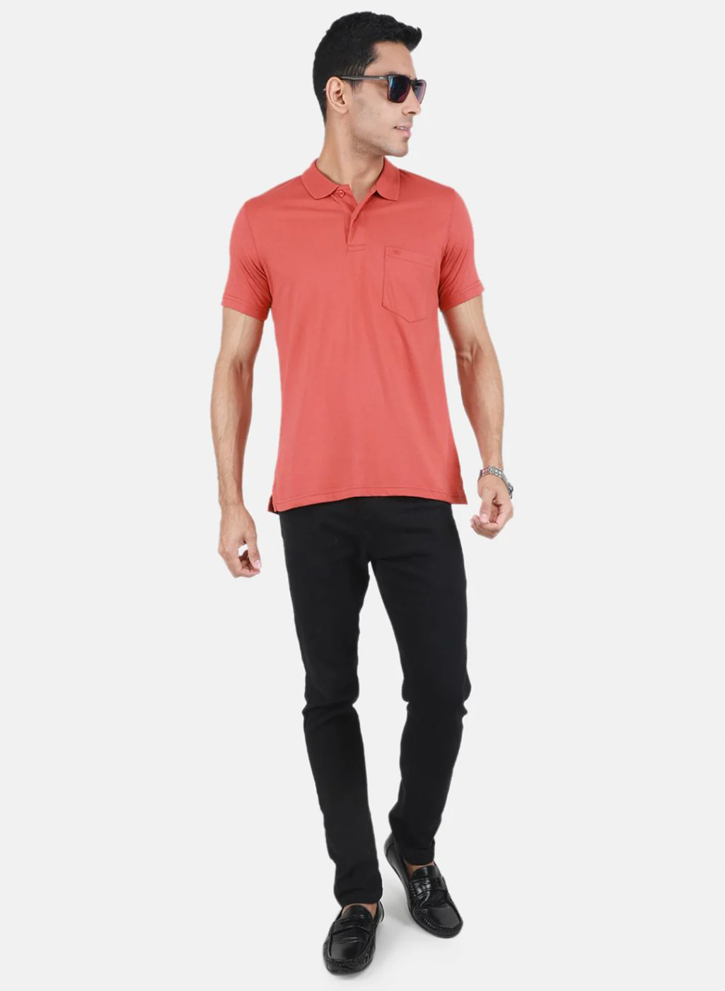 Men Rust Orange Solid T-Shirt - Image 4