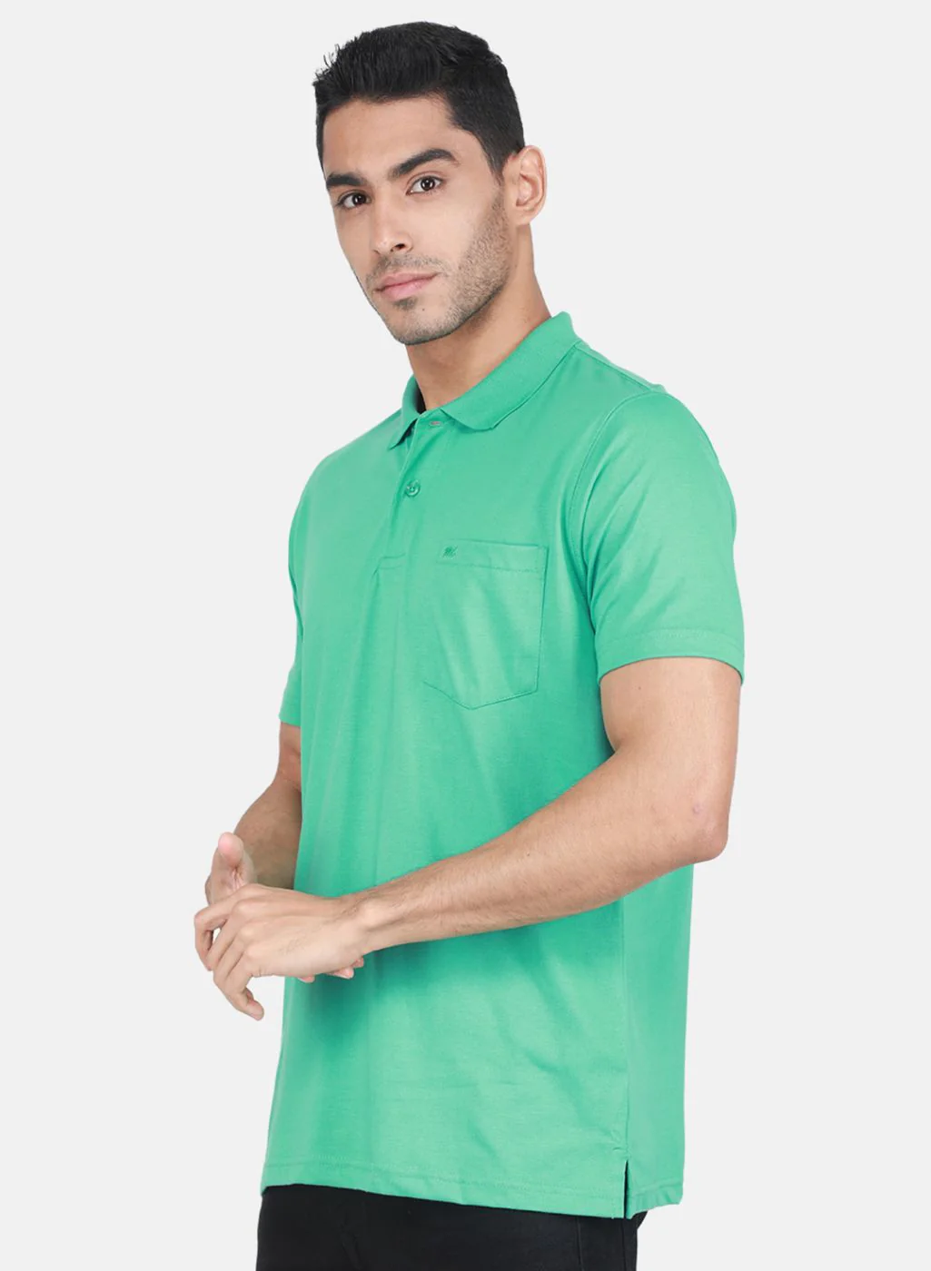 Men Sea Green Solid T-Shirt - Image 2