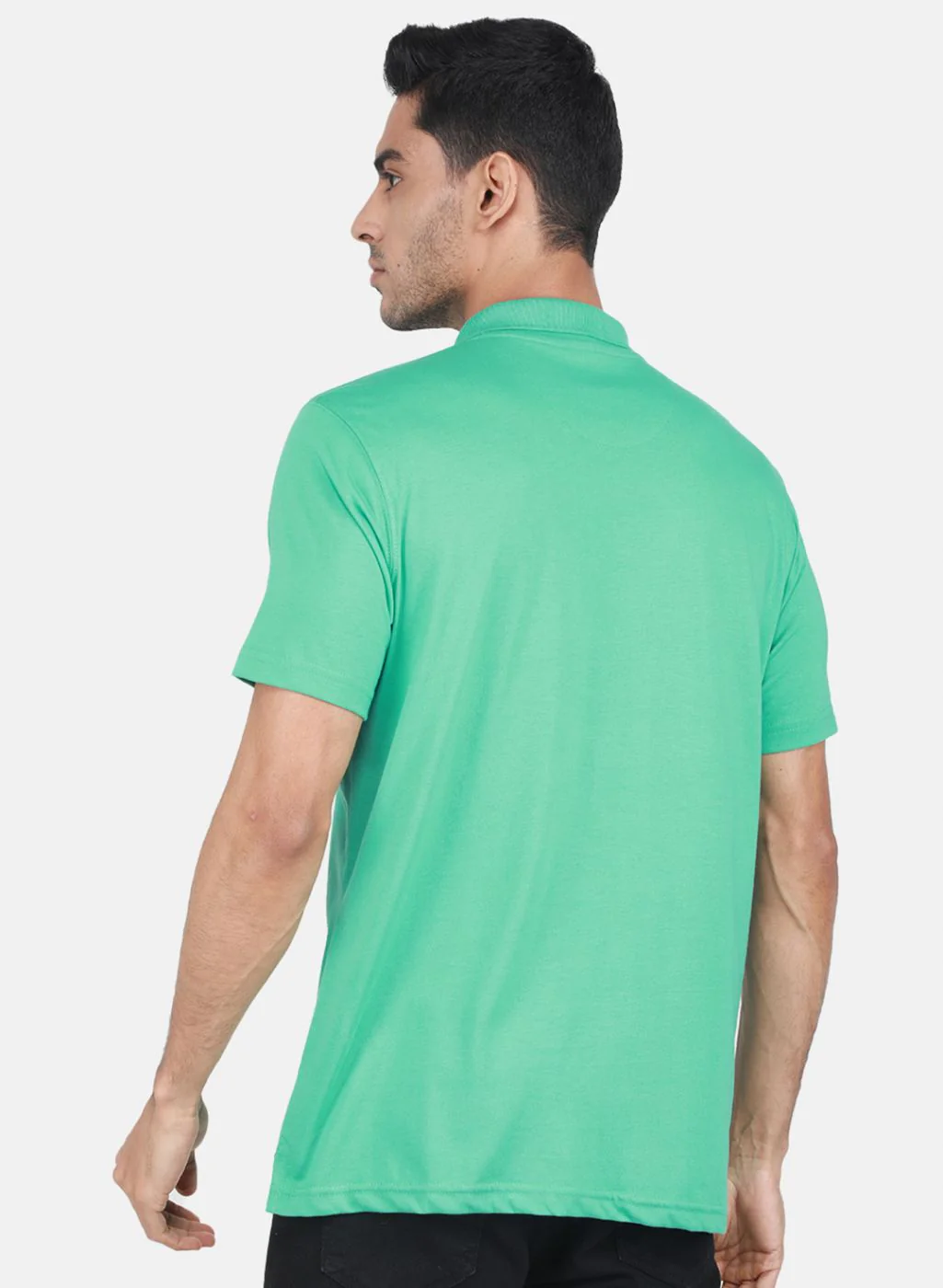 Men Sea Green Solid T-Shirt - Image 3