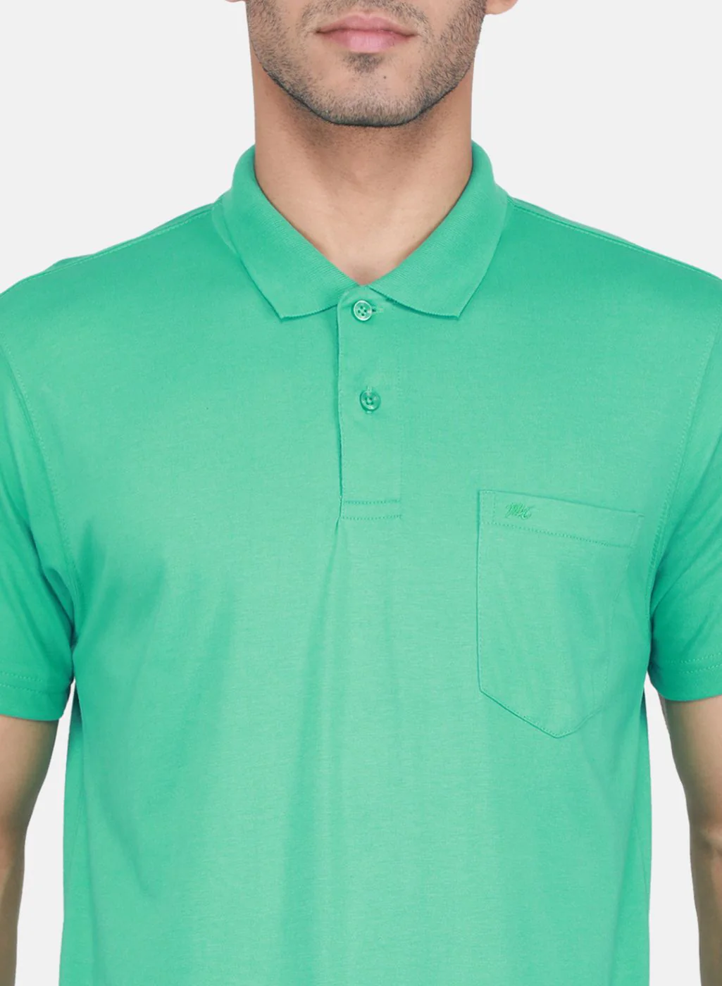 Men Sea Green Solid T-Shirt - Image 5
