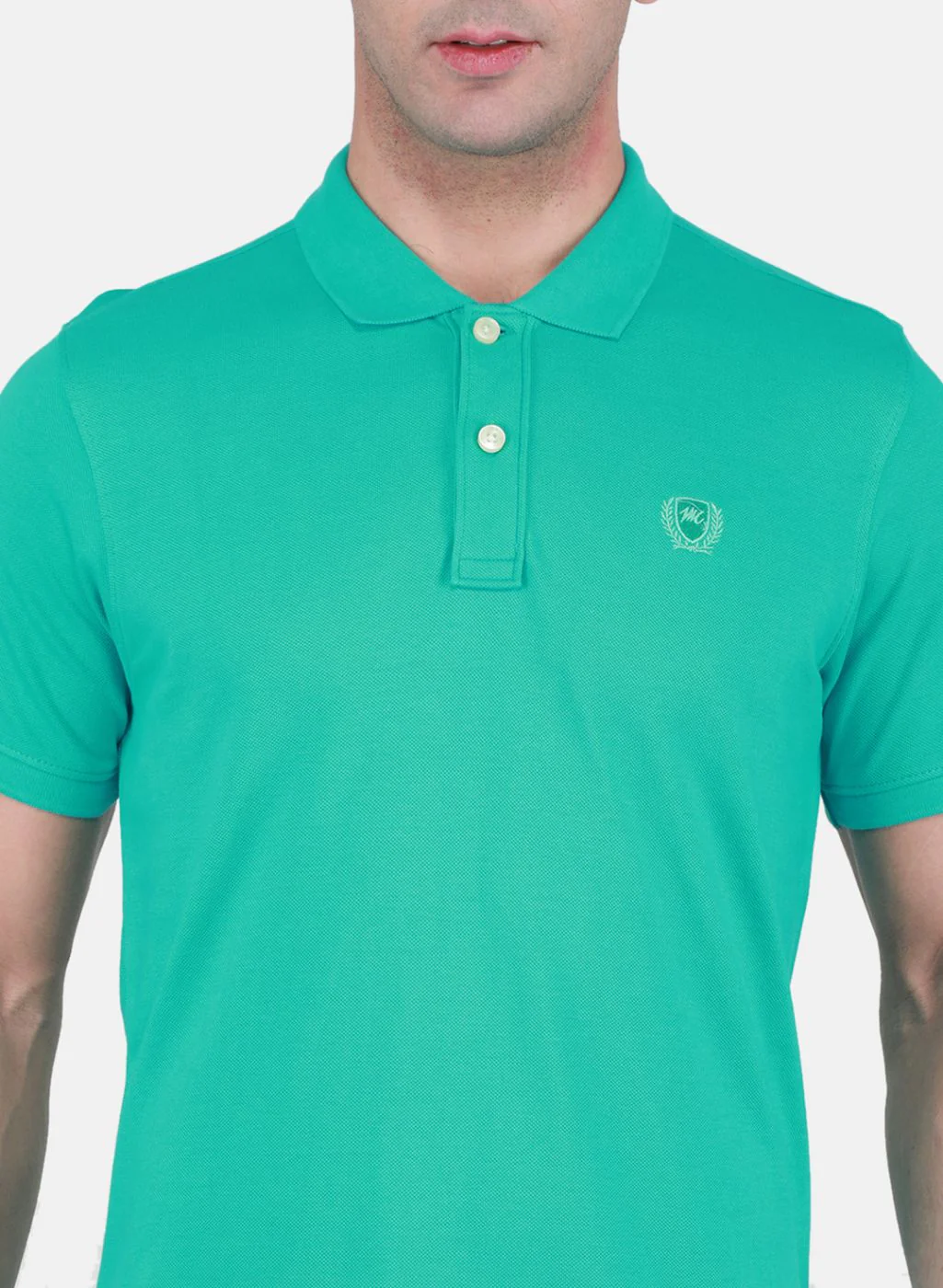 Men Sea Green Solid T-Shirt - Image 5