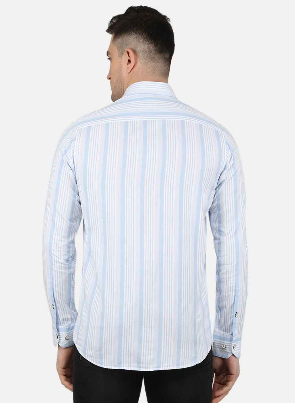 Men Sky Blue Printed Shirt - Image 3