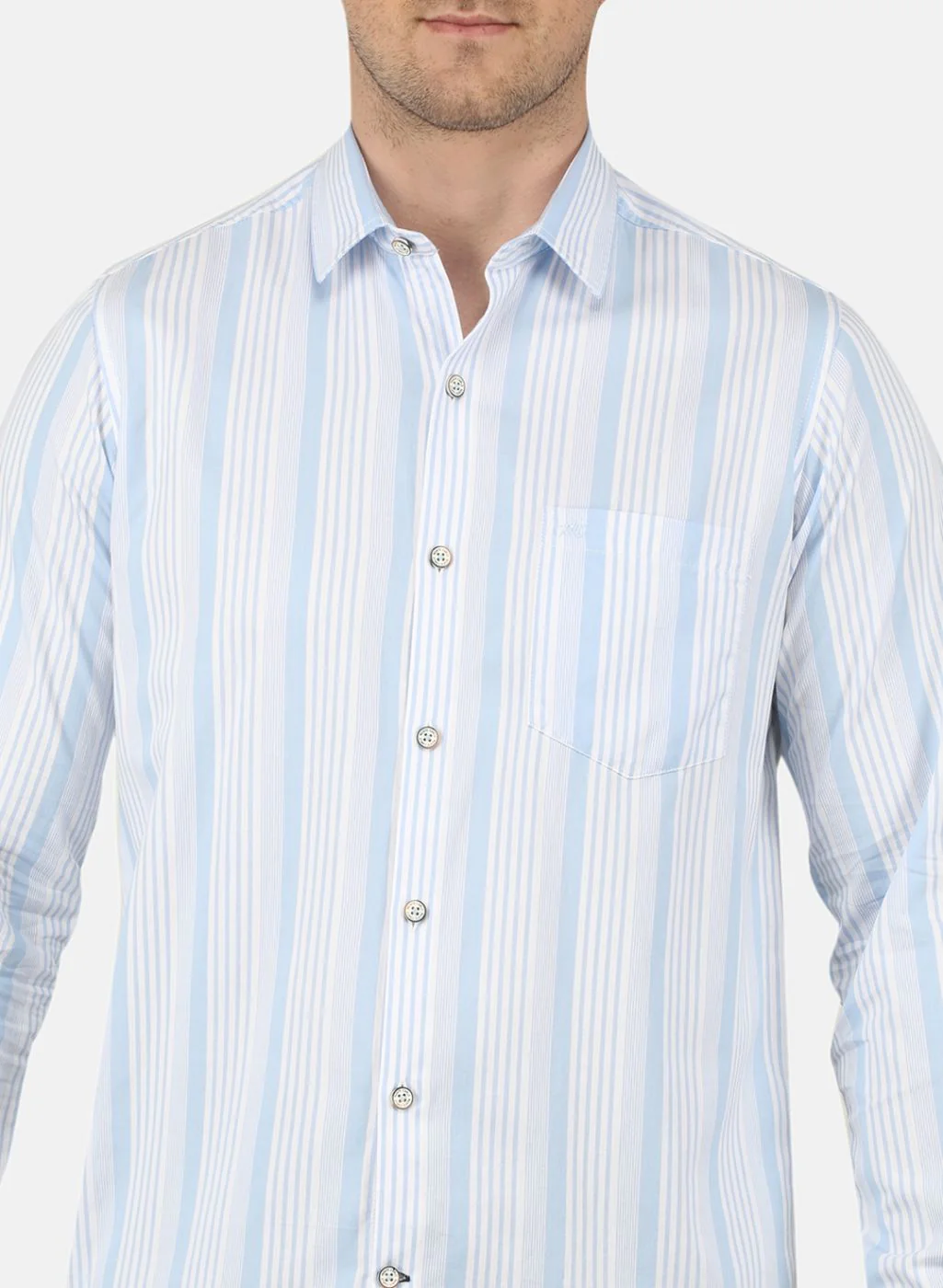 Men Sky Blue Printed Shirt - Image 5