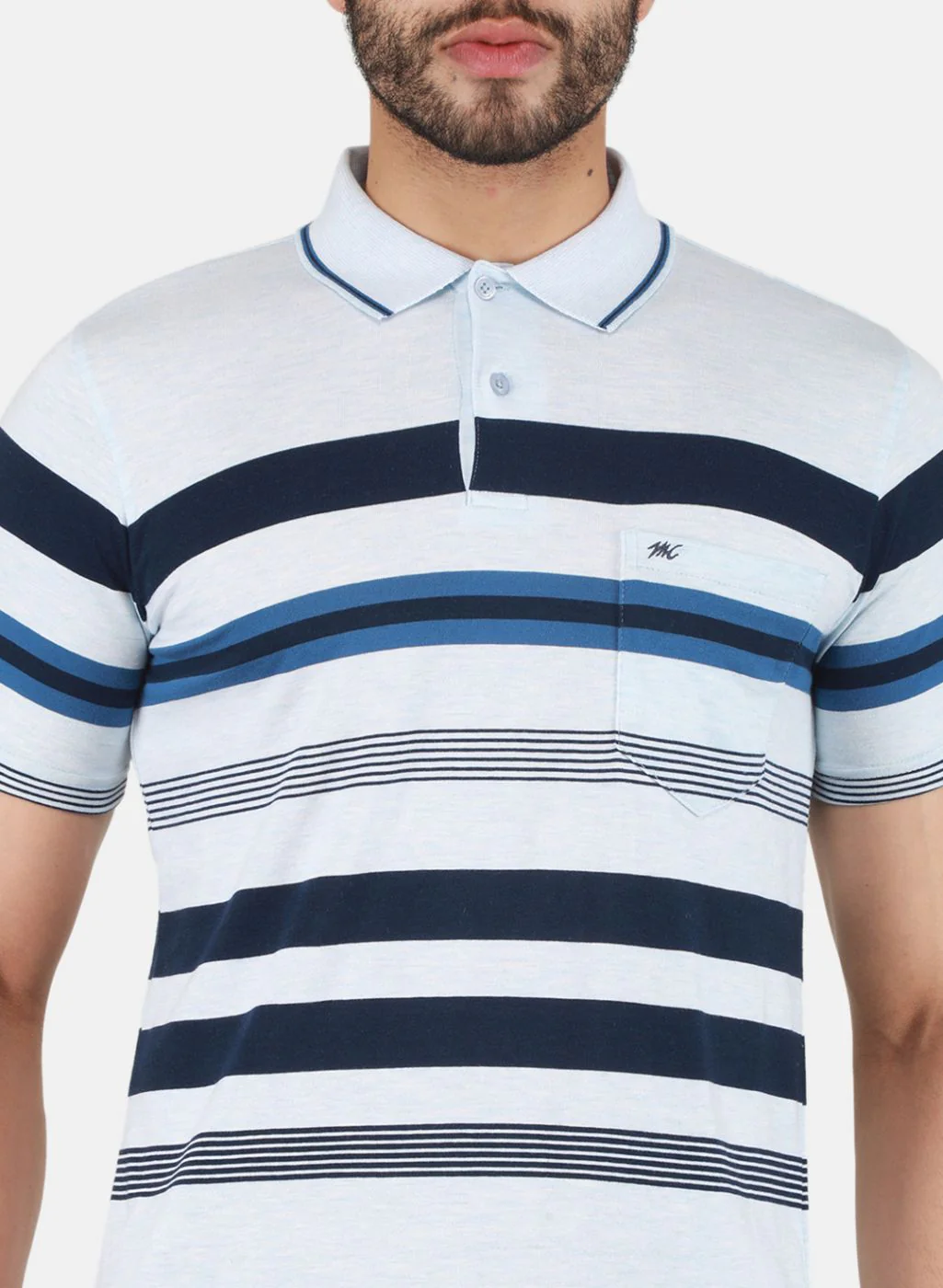 Men Sky Blue Printed T-Shirt - Image 5