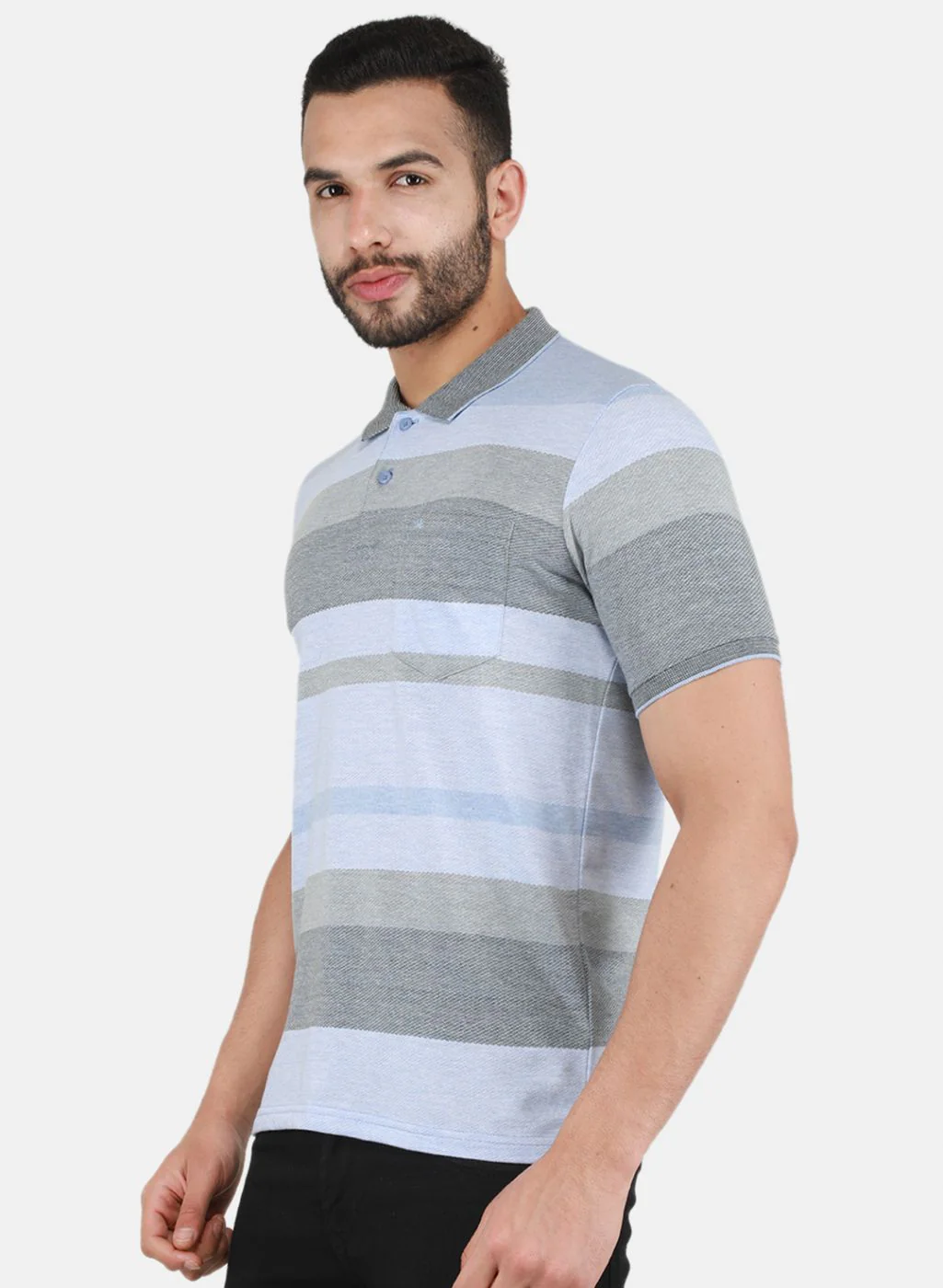 Men Sky Blue Printed T-Shirt - Image 2