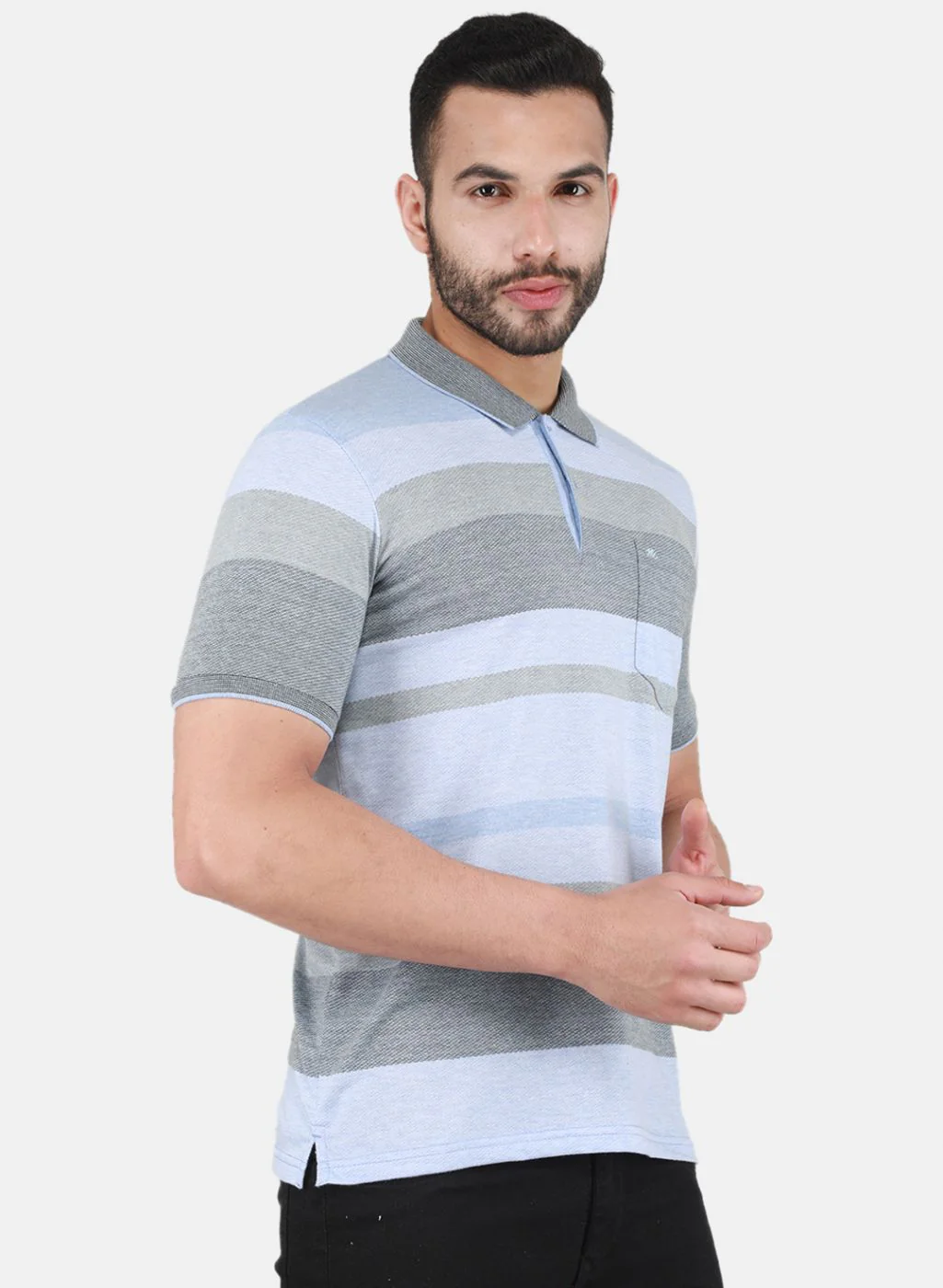 Men Sky Blue Printed T-Shirt - Image 6