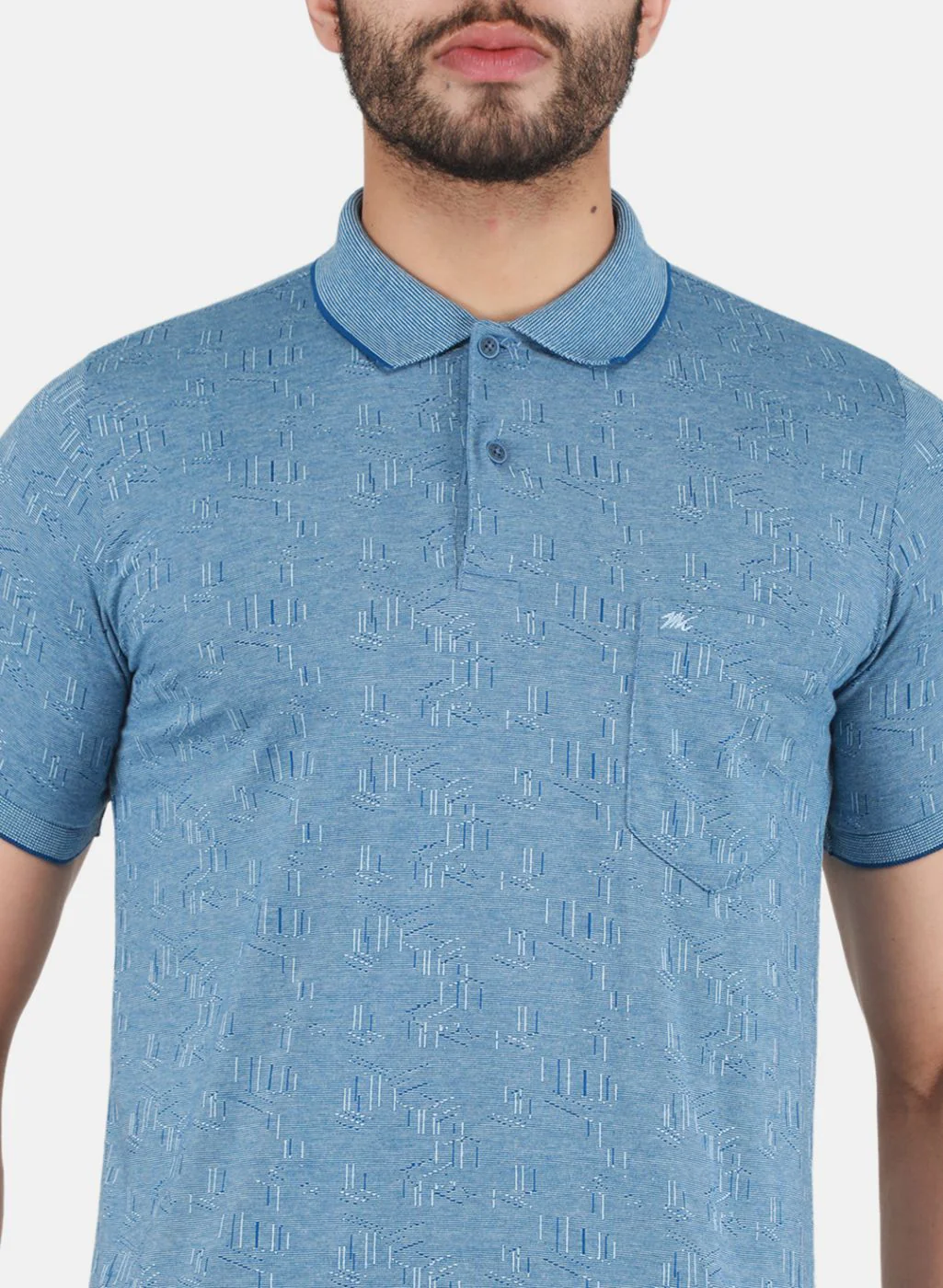 Men Sky Blue Printed T-Shirt - Image 5