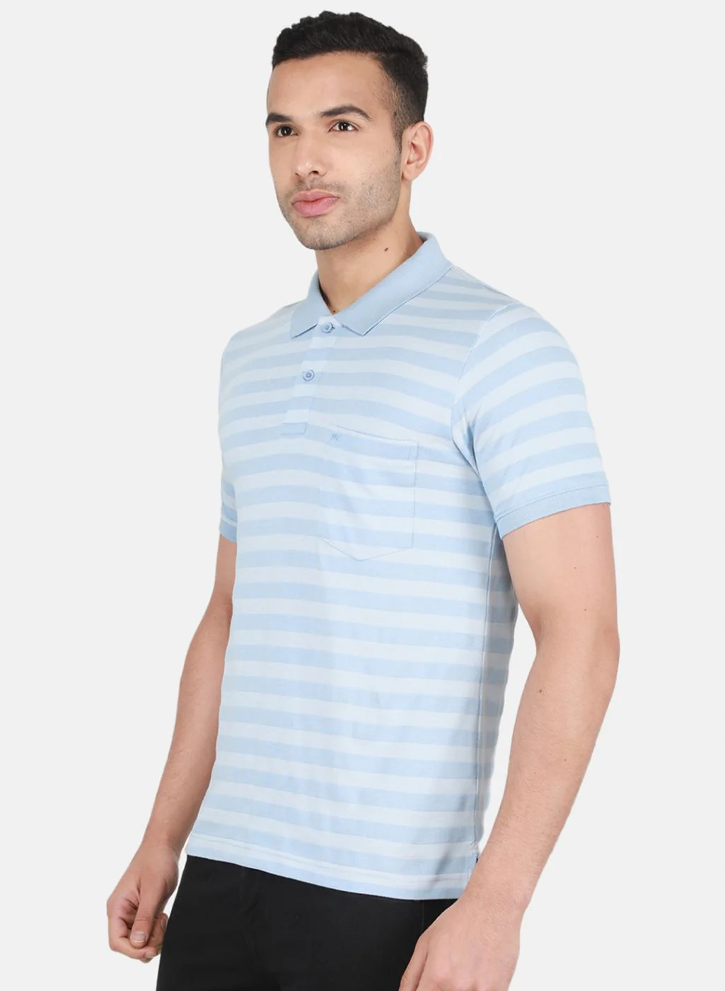 Men Sky Blue Printed T-Shirt - Image 2