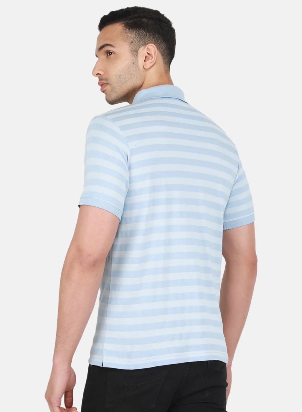 Men Sky Blue Printed T-Shirt - Image 3