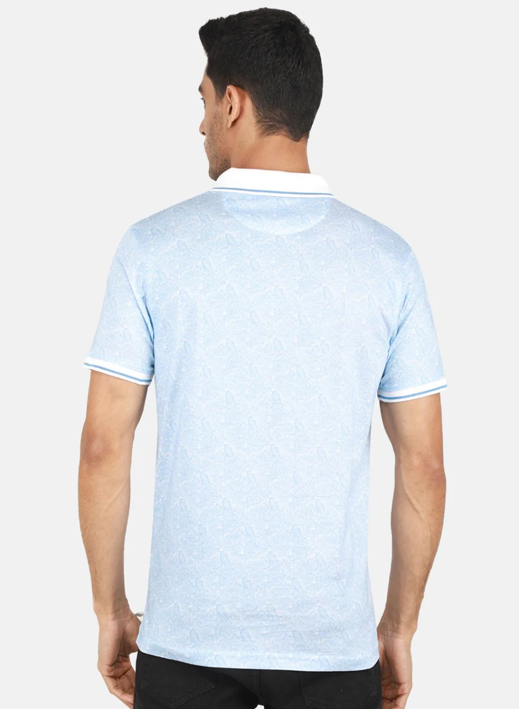 Men Sky Blue Printed T-Shirt - Image 3