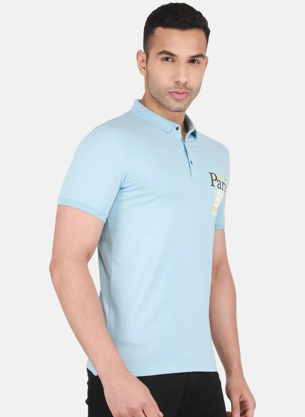 Men Sky Blue Printed T-Shirt - Image 6