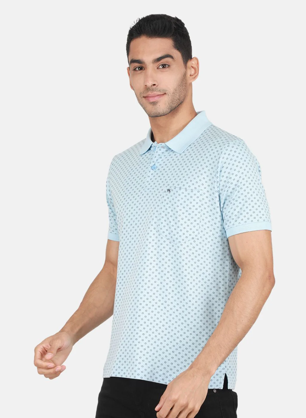 Men Sky Blue Printed T-Shirt - Image 2