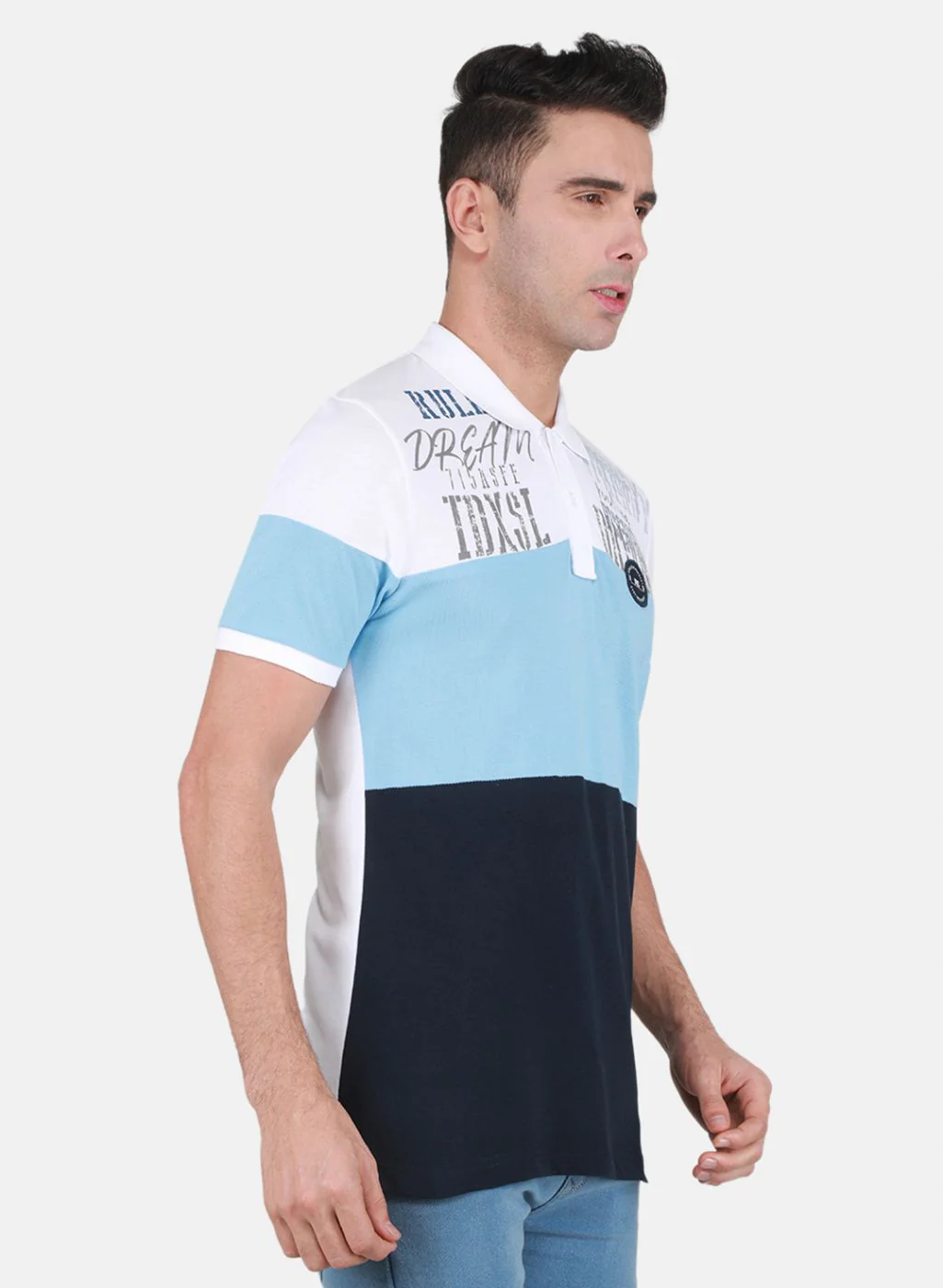 Men Sky Blue Printed T-Shirt - Image 6