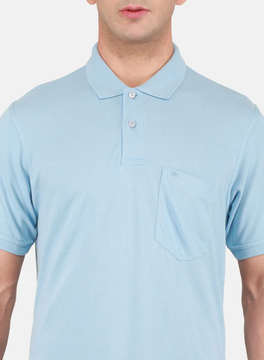Men Sky Blue Solid T-Shirt - Image 5