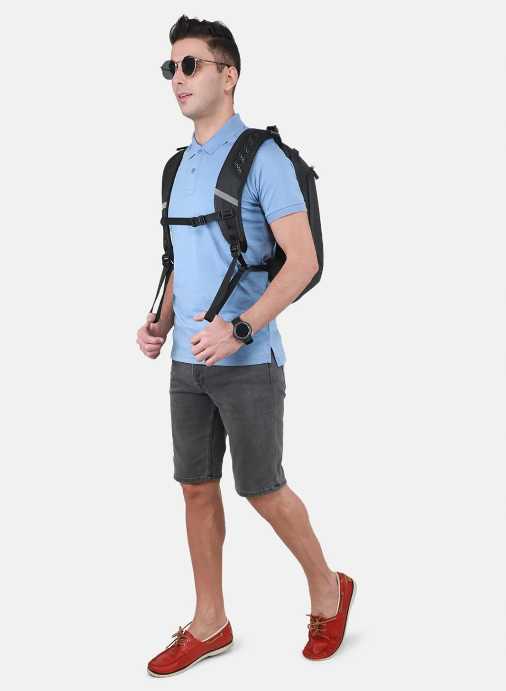 Men Sky Blue Solid T-Shirt - Image 4